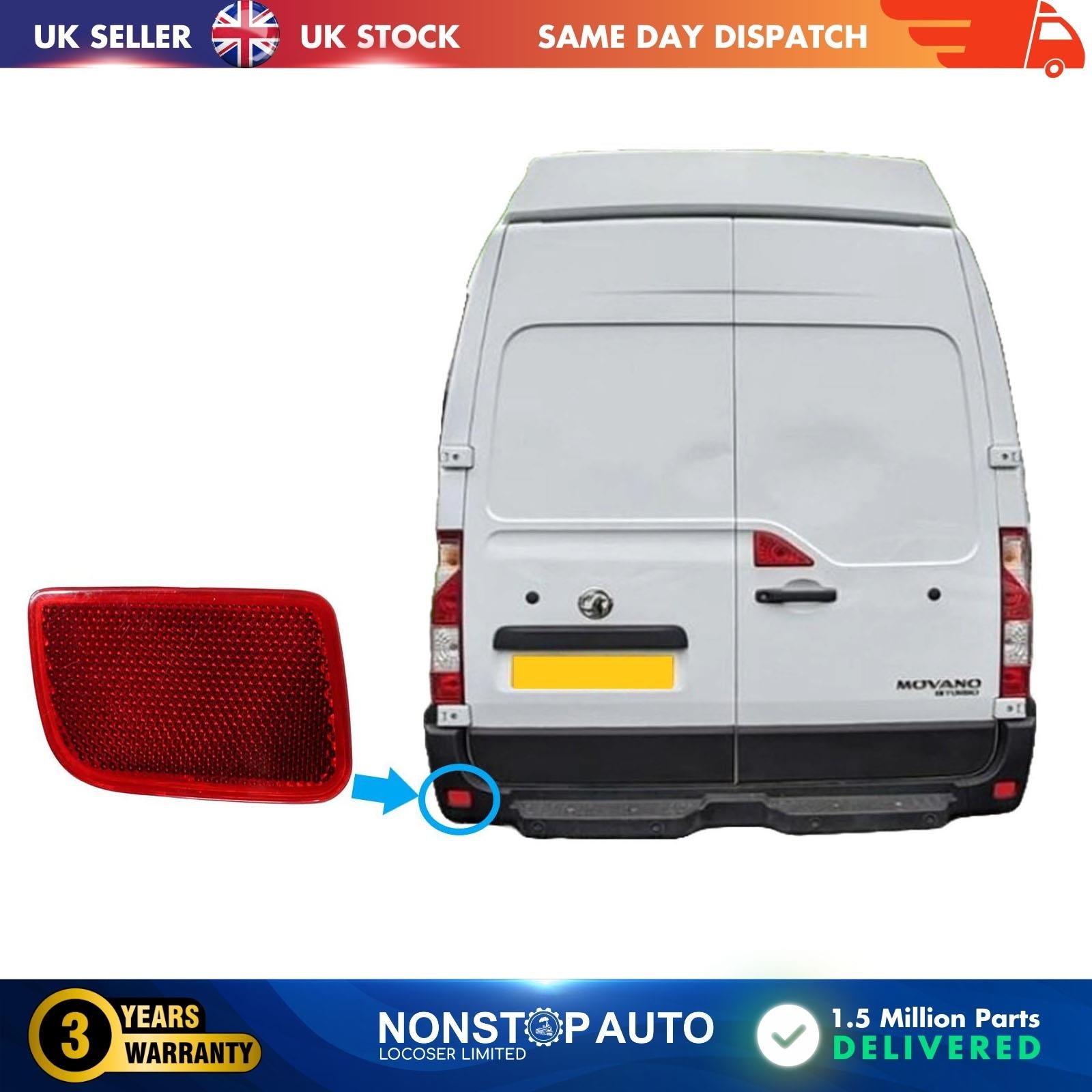 Rear bumper reflector Left Side For VAUXHALL Movano B 8200152642