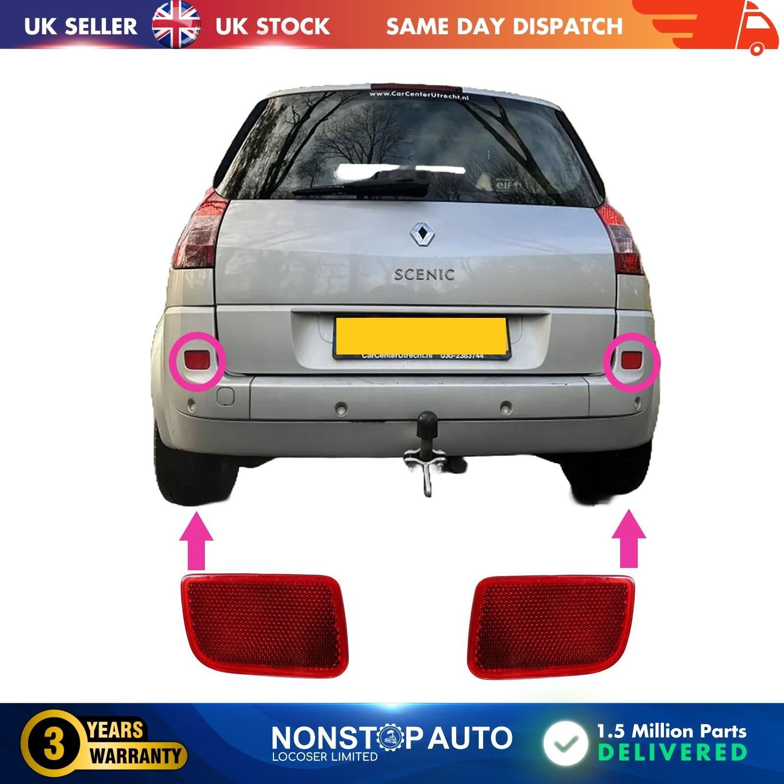 2X Rear Bumper Reflector Right and Left Side For RENAULT Scenic II Grand Scenic II Master III