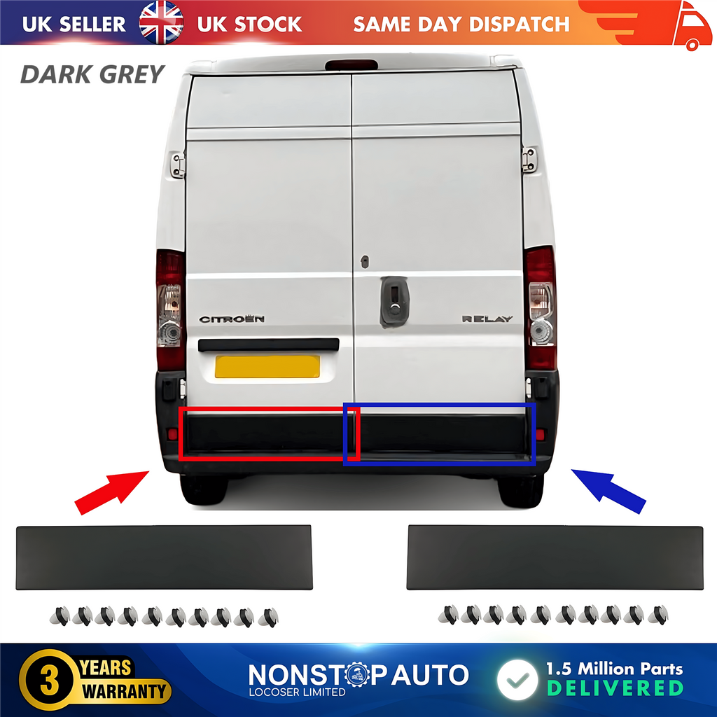 2X Door Moulding Panel Rear Left and Right Dark Grey For CITROEN Relay PEUGEOT Boxer FIAT Ducato 2006 on