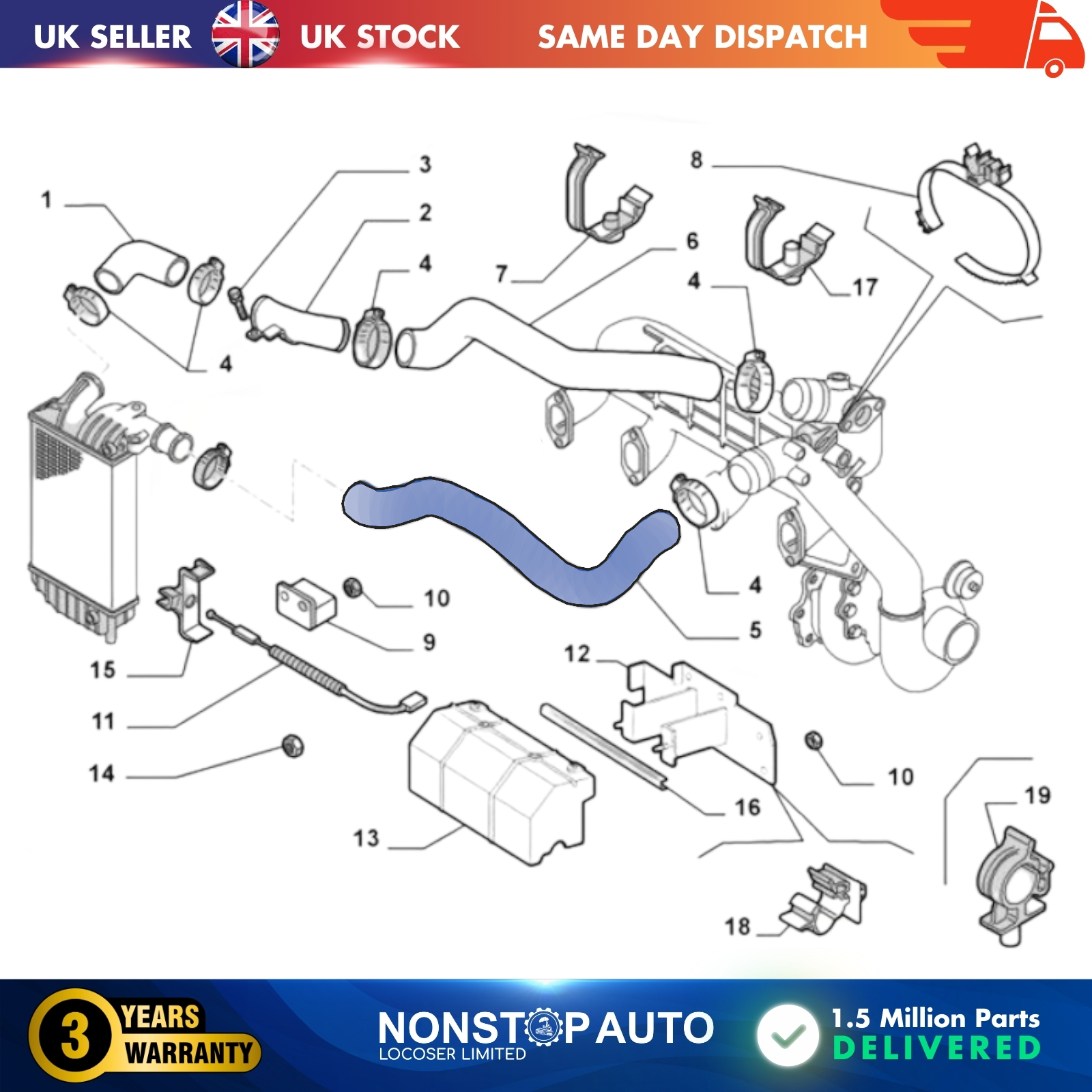 TURBO INTERCOOLER HOSE PIPE FOR  FIAT DUCATO  PEUGEOT BOXER  CITROEN JUMPER  2.8 HDI   1326766080
