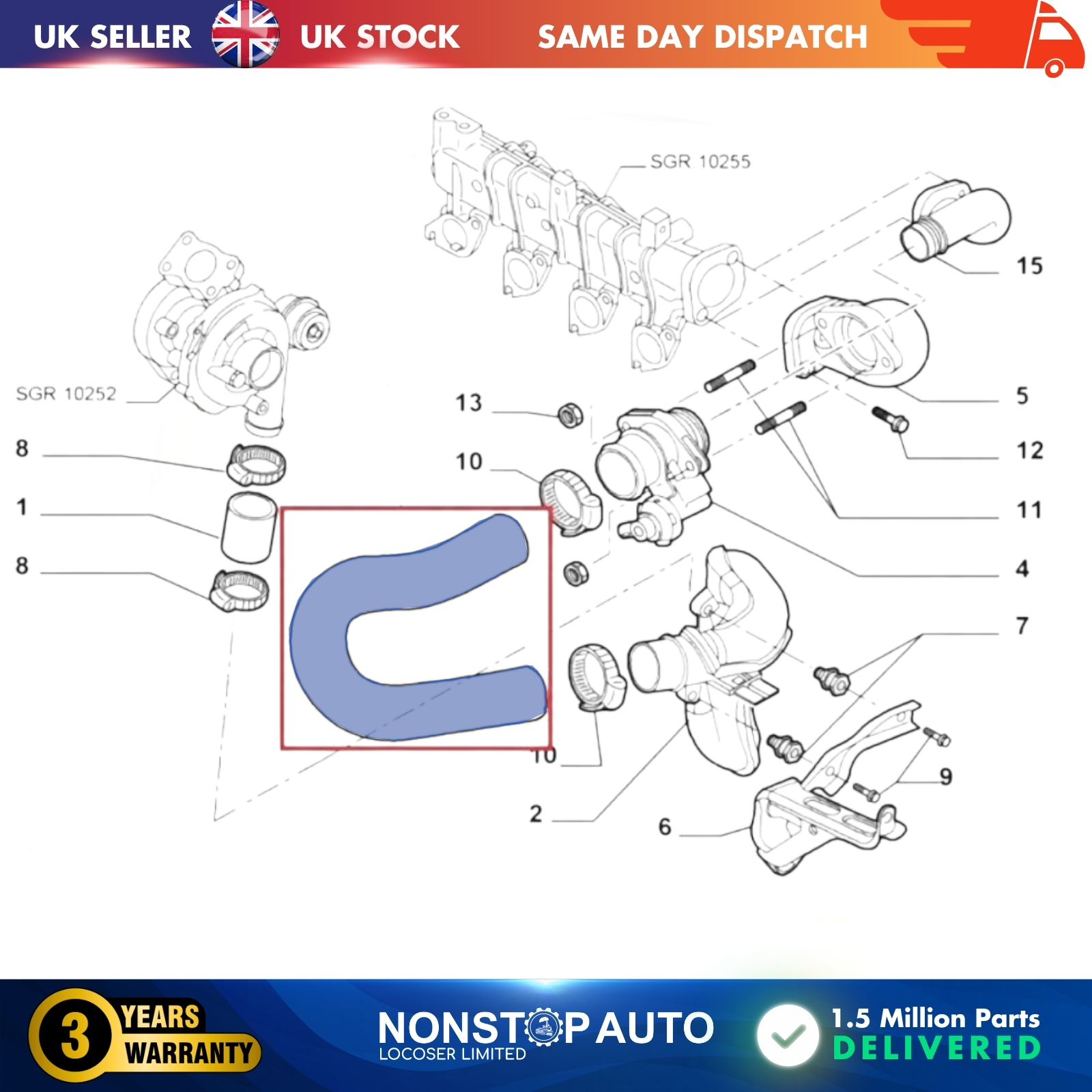 TURBO INTERCOOLER HOSE PIPE FOR FIAT DUCATO III 2.0 HDI 2.2 JTD PEUGEOT BOXER CITROEN  JUMPER  2.0 HDI 2.2 JTD  9642086980