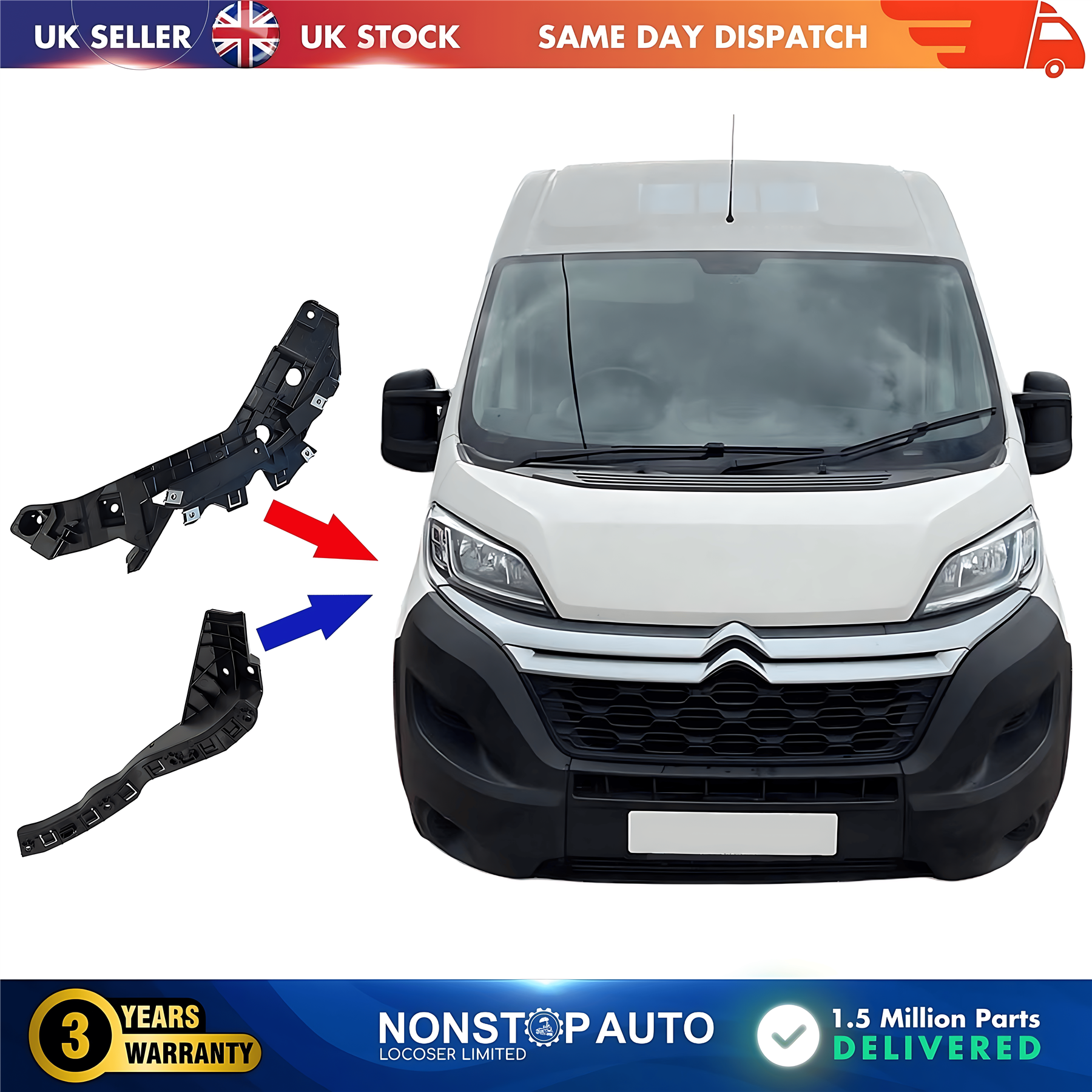 2X Front Bumper Bracket Holder Small and Large Right For CITROEN Relay FIAT Ducato PEUGEOT Boxer 2014 on