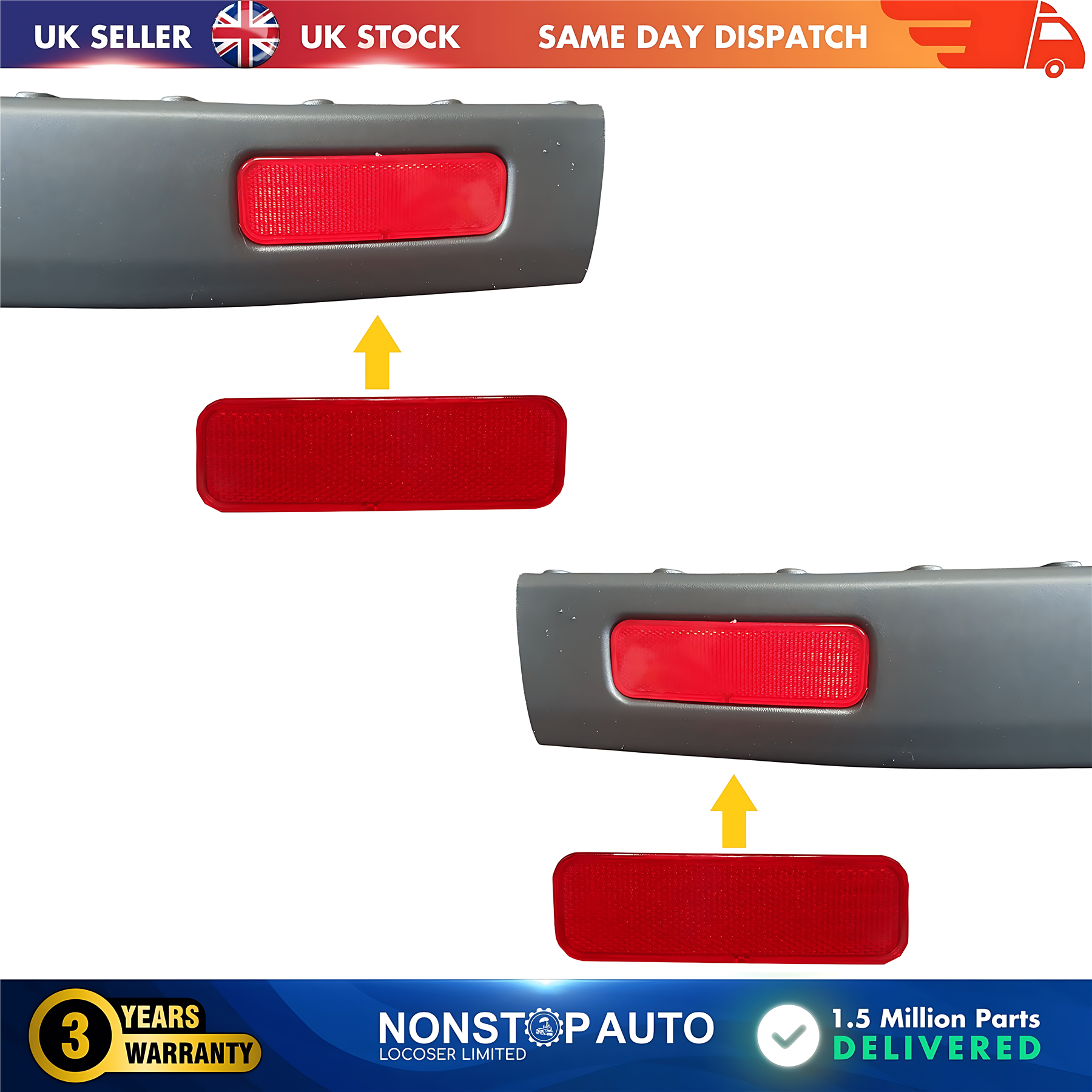 2X Rear Bumper Reflector Left and Right For FORD Transit Tourneo Connect Custom 1778456 1778457