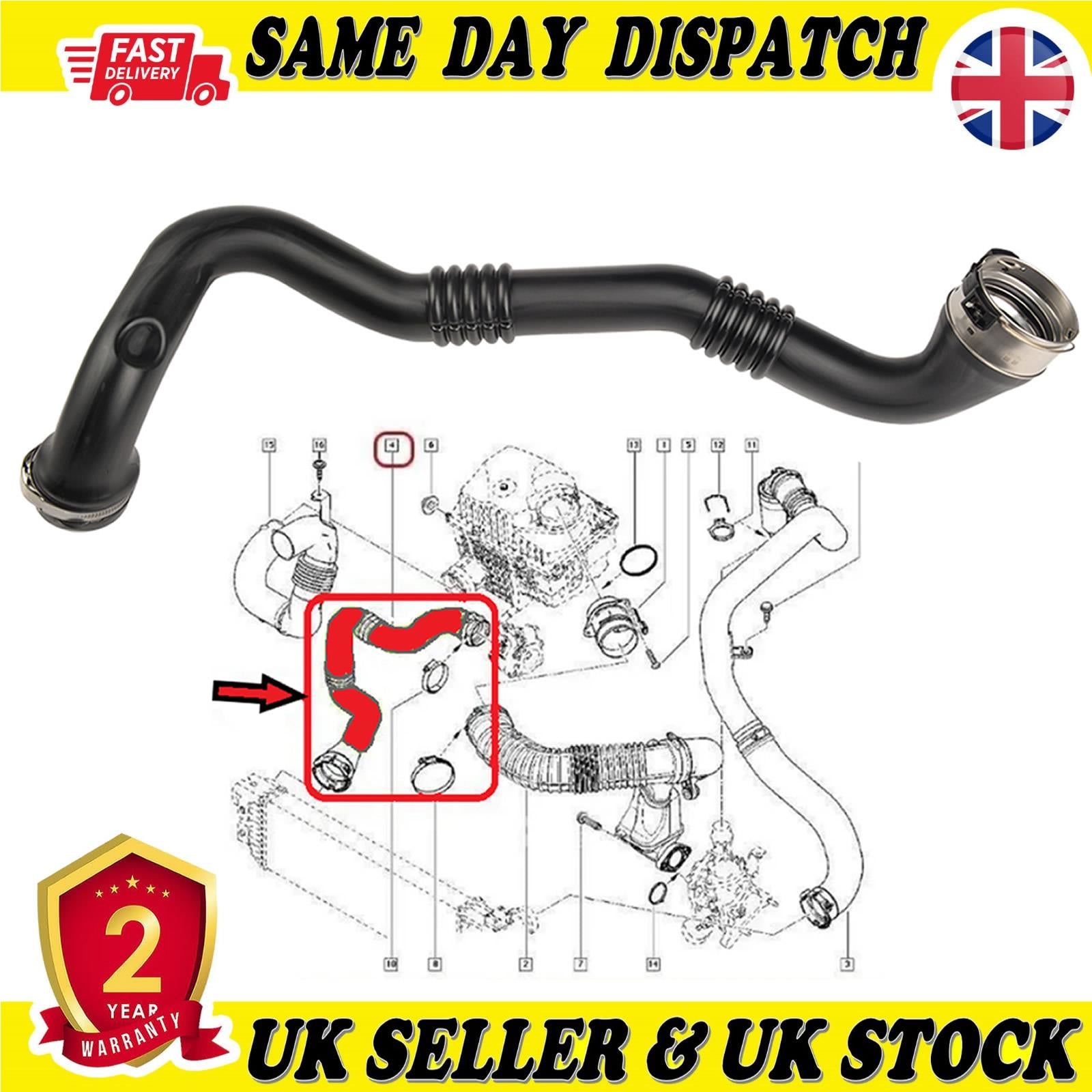 TURBO INTERCOOLER HOSE PIPE FOR VAUXHALL MOVANO B RENAULT MASTER III NISSAN NV400  144604965R