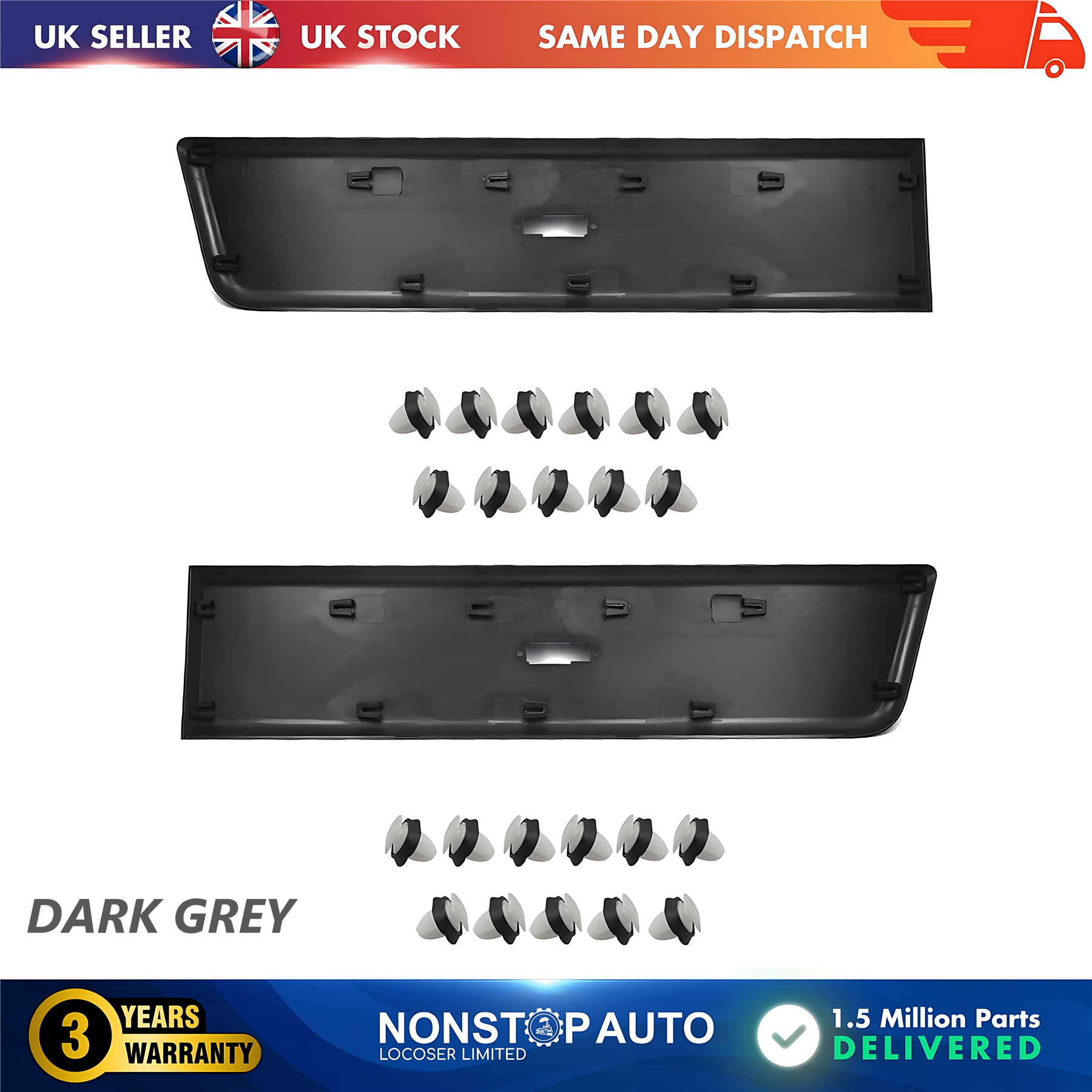 2X Moulding Trim Panel Rear Left and Right Dark Grey For CITROEN Relay PEUGEOT Boxer FIAT Ducato 2006 on