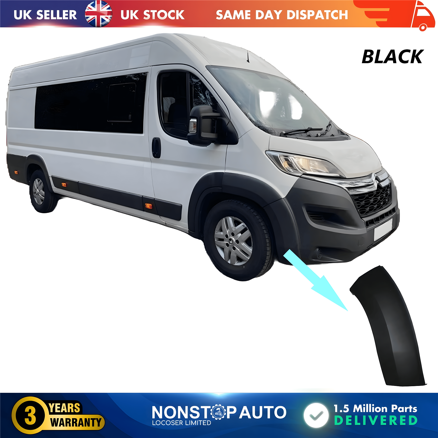 Wheel Arch Trim Moulding Front Right Black For CITROEN Relay PEUGEOT Boxer FIAT Ducato 2014 on 1611706980