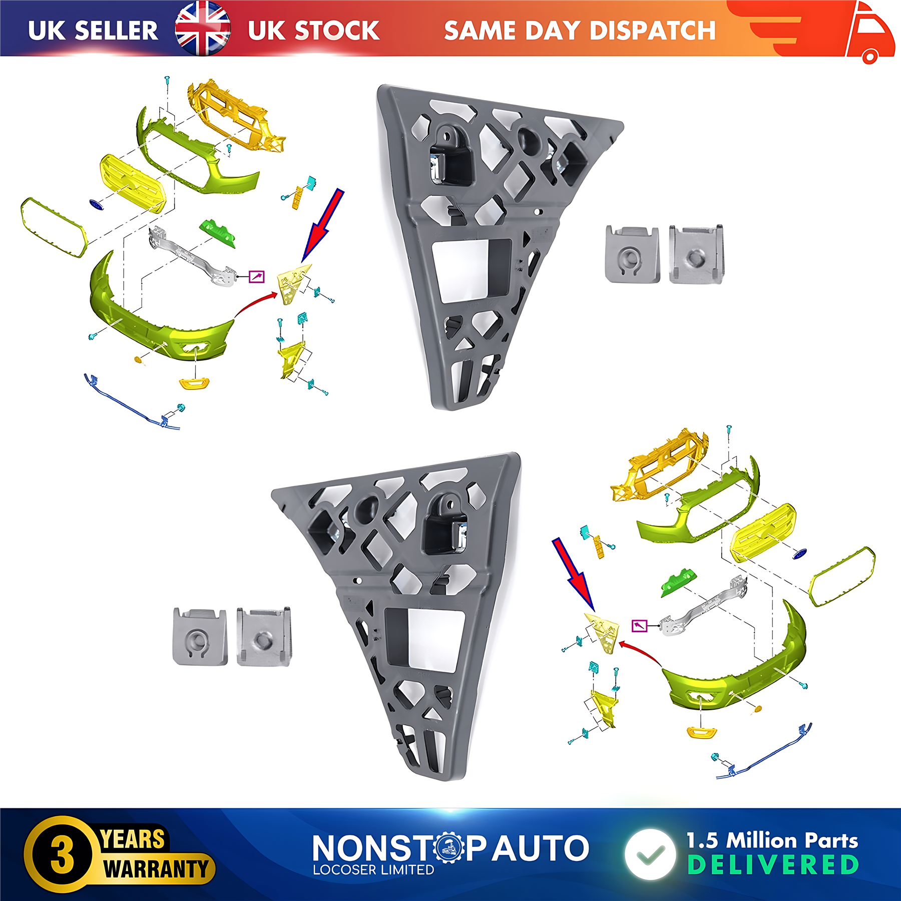 2X Front Bumper Bracket Left and Right For FORD Transit MK7 2006-2014