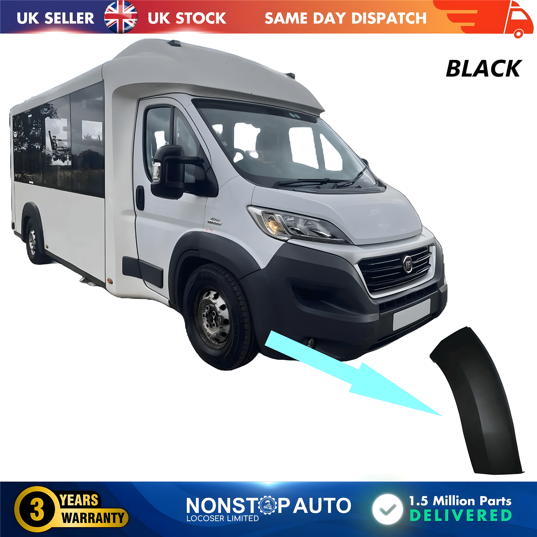 Wheel Arch Trim Moulding Front Right Black For CITROEN Relay PEUGEOT Boxer FIAT Ducato 2014 on 1611706980