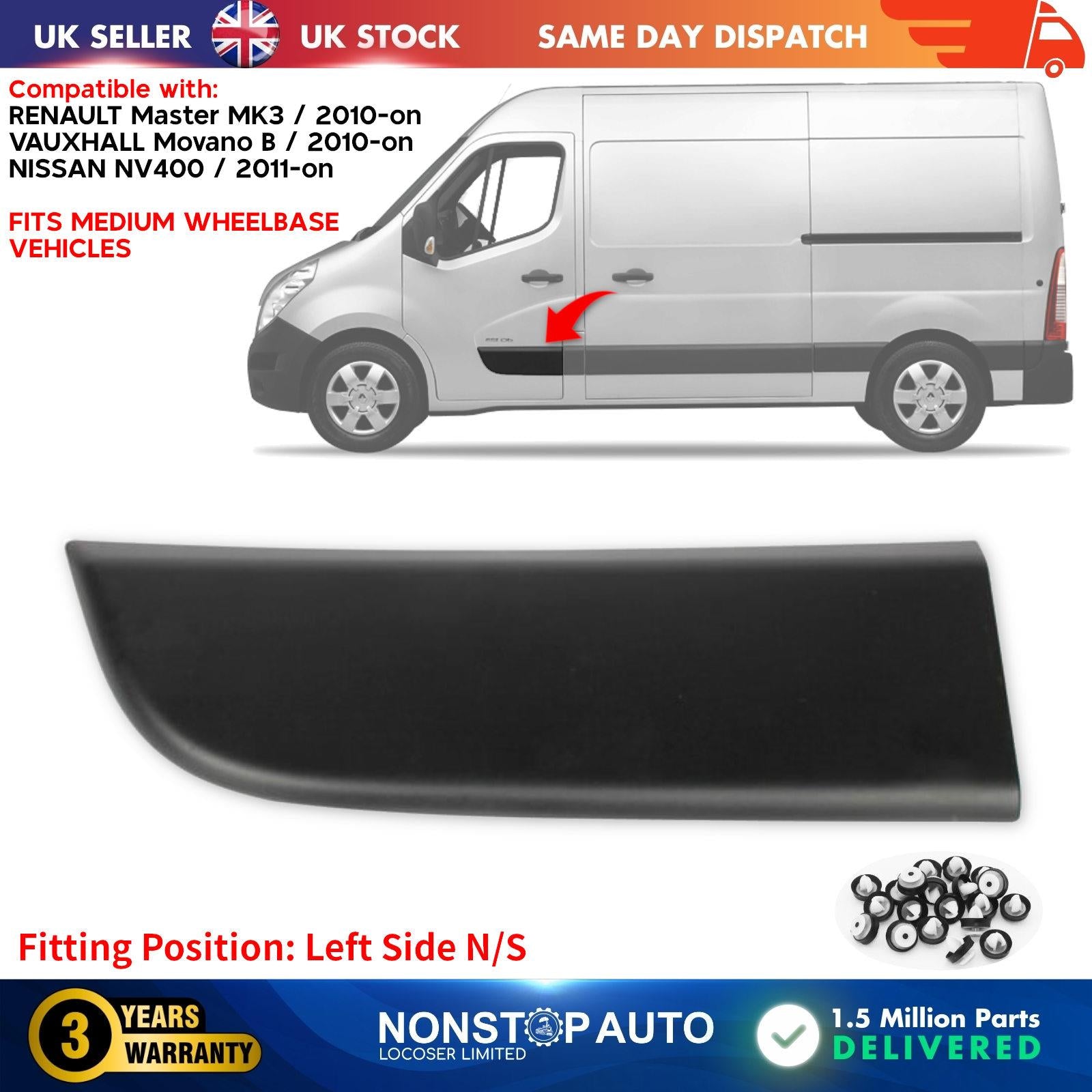 FRONT LEFT DOOR SIDE MOULDING STRIP PANEL FITS Master MK3 Movano Nissan NV400 808210166R