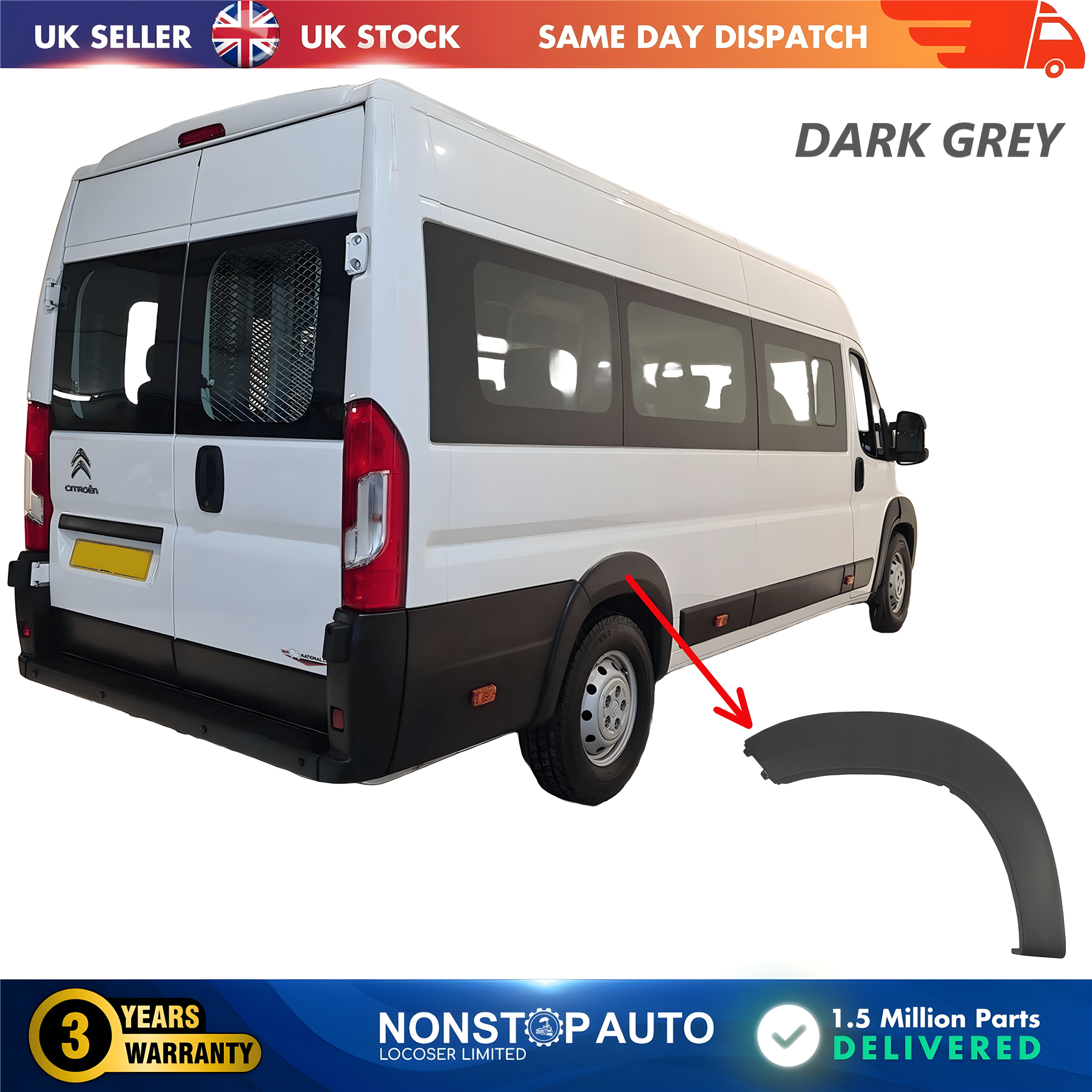 Wheel Arch Trim Moulding Rear Right For CITROEN Relay PEUGEOT Boxer FIAT Ducato 2006 on 8547X7