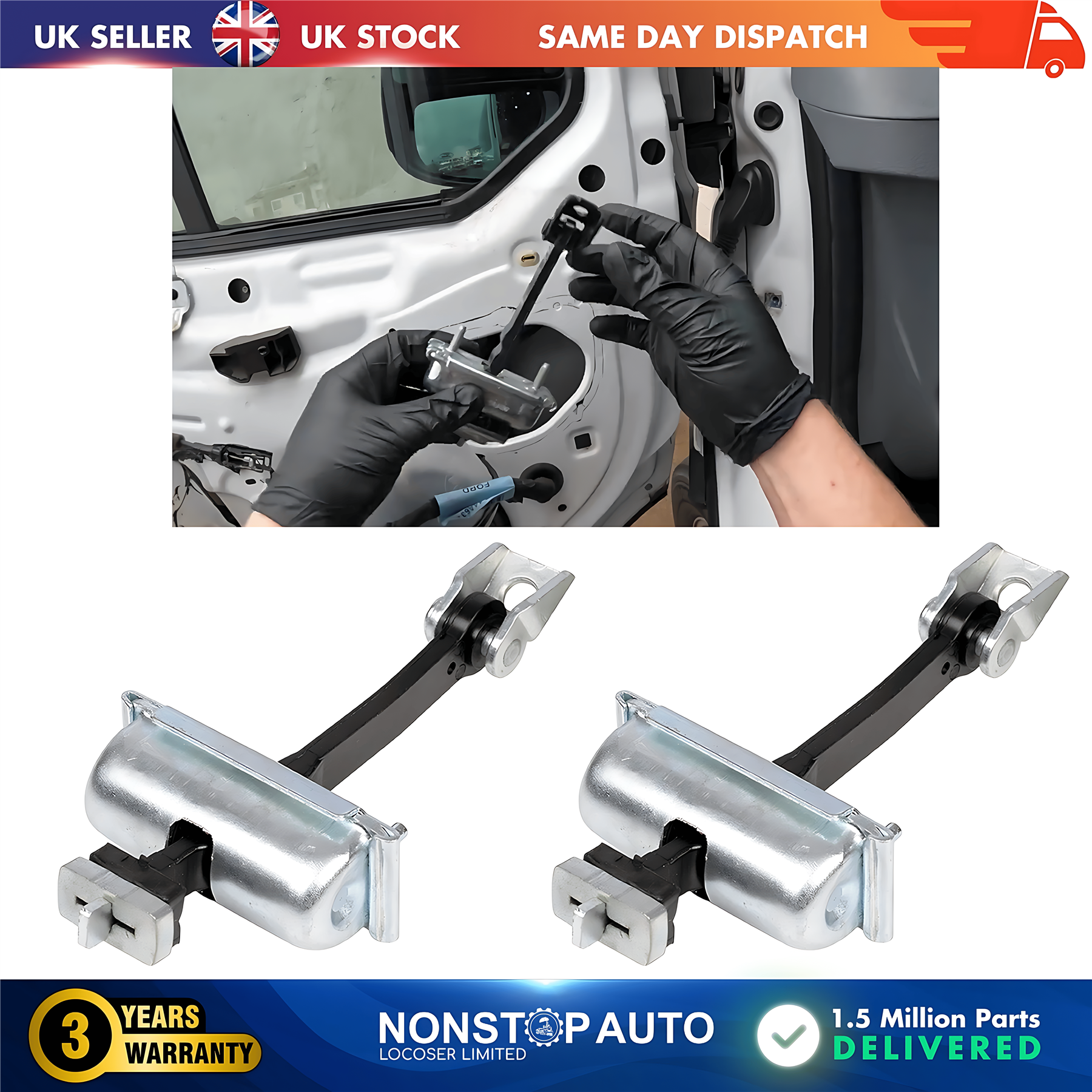 2X Front Door Check Strap L&R FORD Transit MK8 V363 2013 on BK31V23500AD