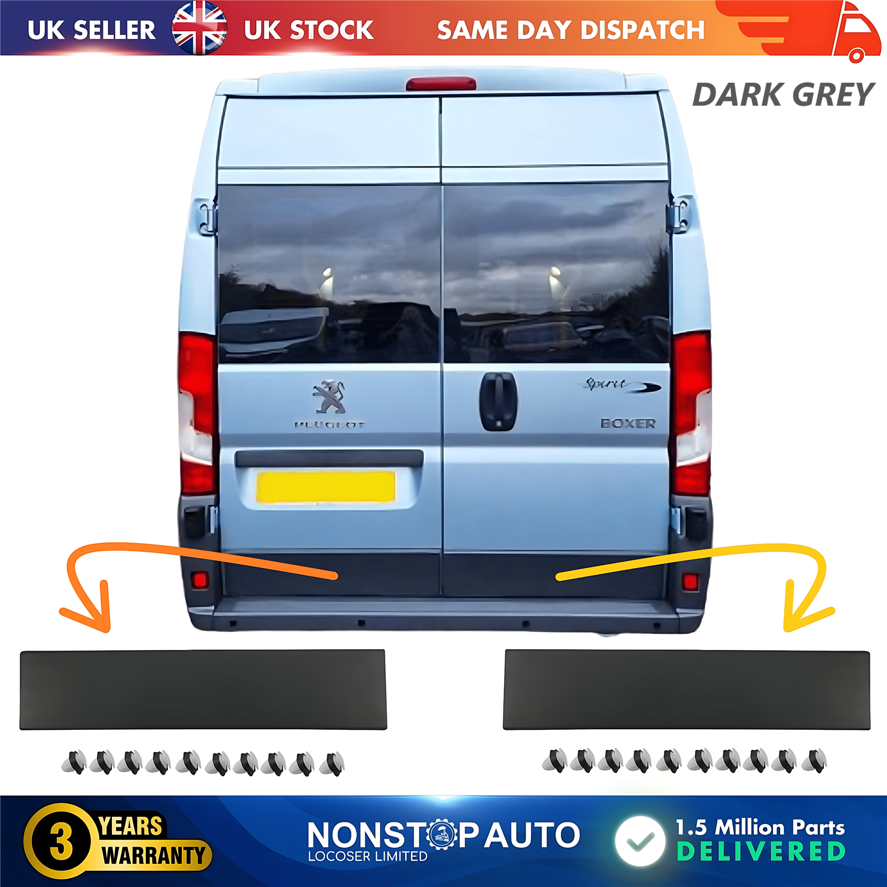 2X Door Moulding Panel Rear Left and Right Dark Grey For CITROEN Relay PEUGEOT Boxer FIAT Ducato 2006 on