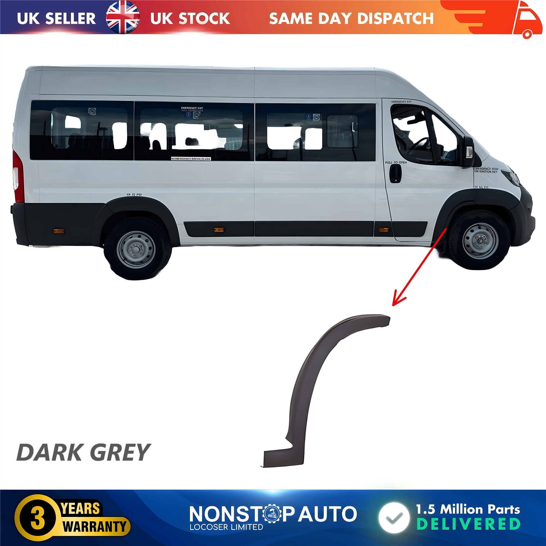 Wheel Arch Trim Moulding Front Right For CITROEN Relay PEUGEOT Boxer FIAT Ducato 2006 on 8545HE