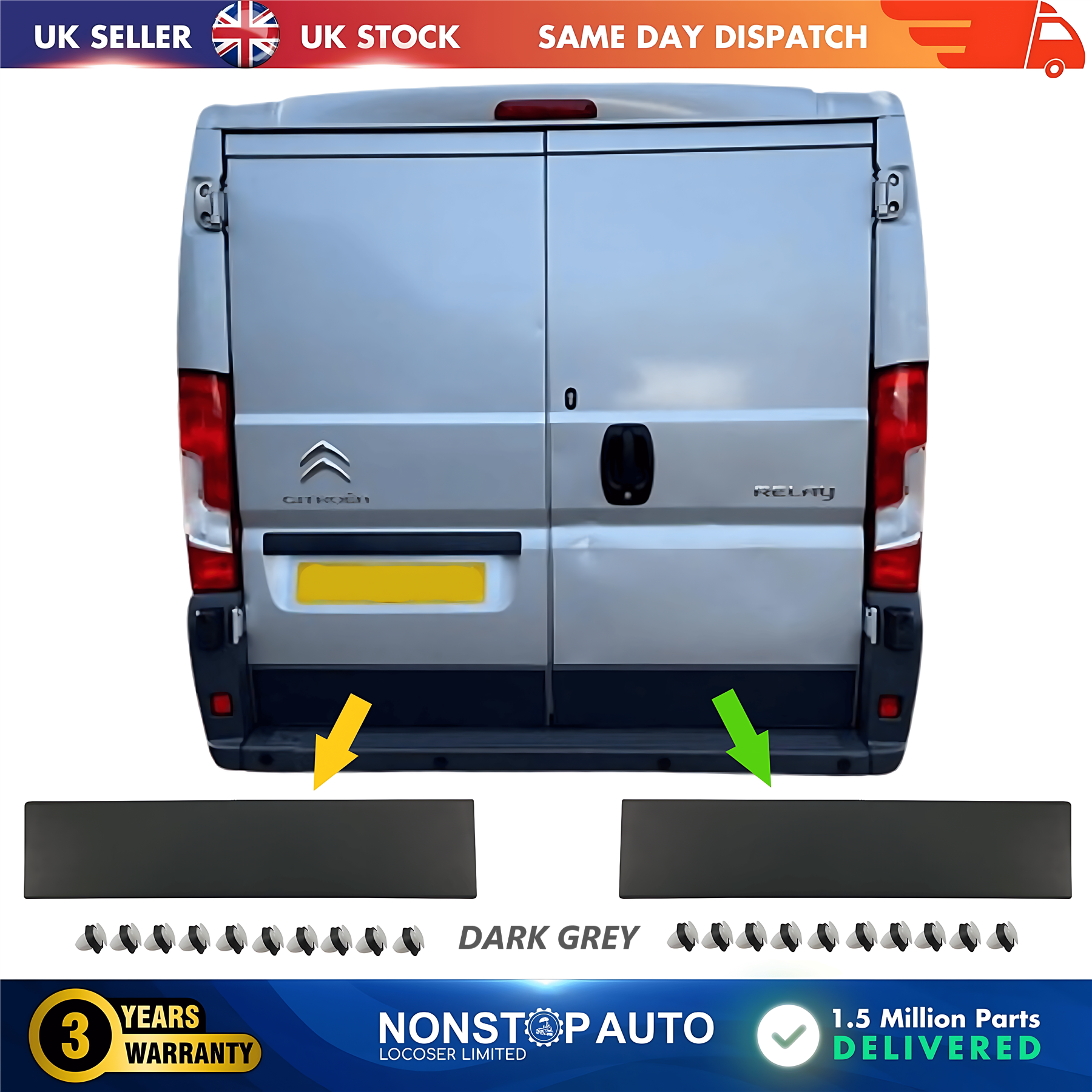2X Door Moulding Panel Rear Left and Right Dark Grey For CITROEN Relay PEUGEOT Boxer FIAT Ducato 2006 on