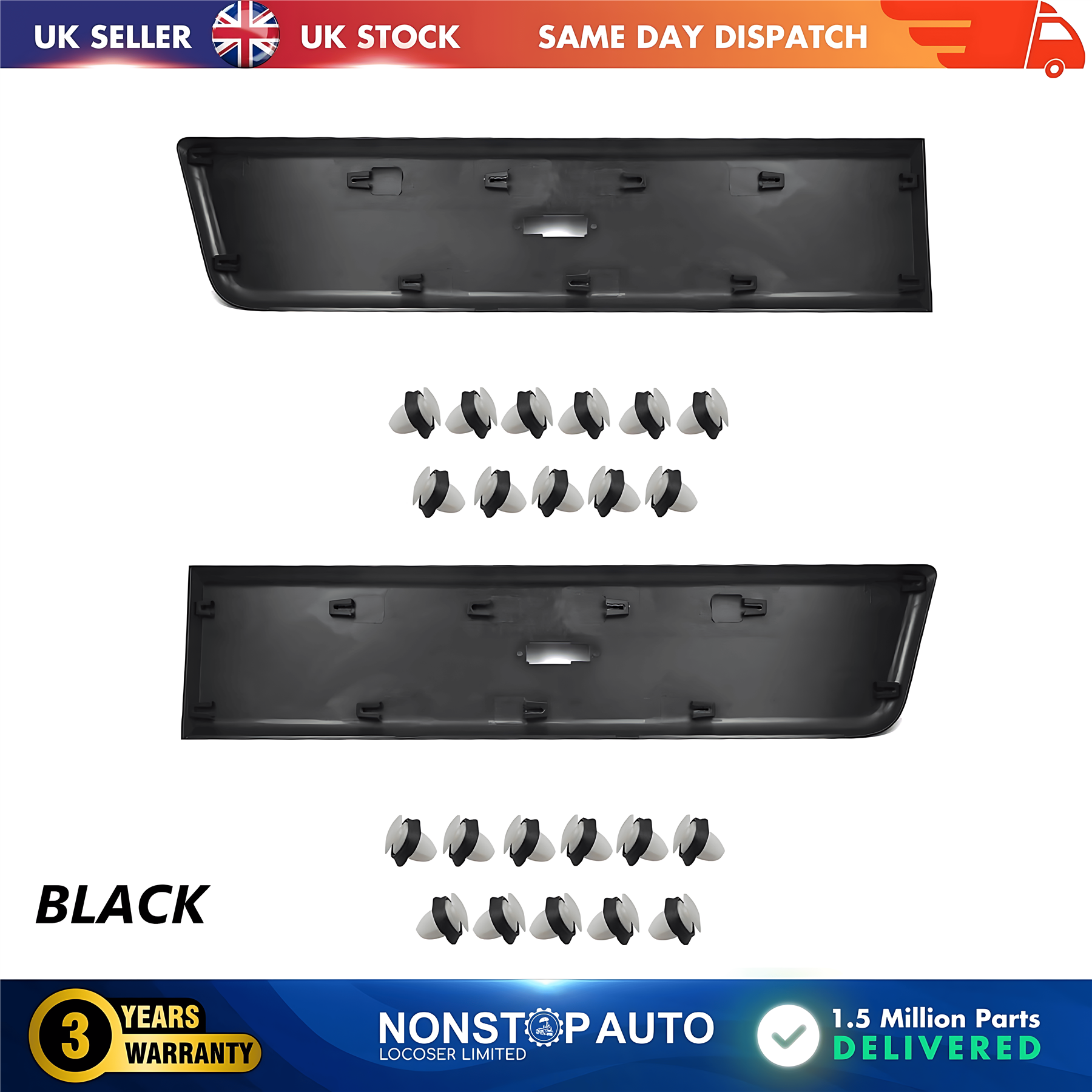 2X Moulding Trim Panel Rear Left and Right Black For CITROEN Relay PEUGEOT Boxer FIAT Ducato 2006 on