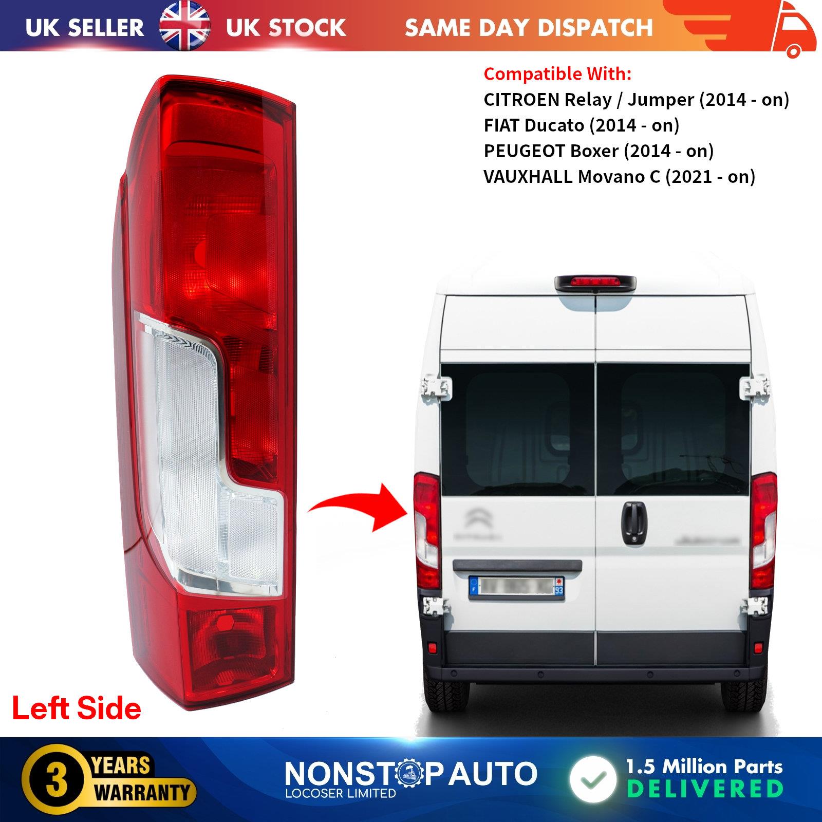 Tail Light Lamp Rear Left Side For CITROEN Relay / Jumper FIAT Ducato PEUGEOT Boxer VAUXHALL / OPEL Movano C 1380673080, 1612401580, 71778511