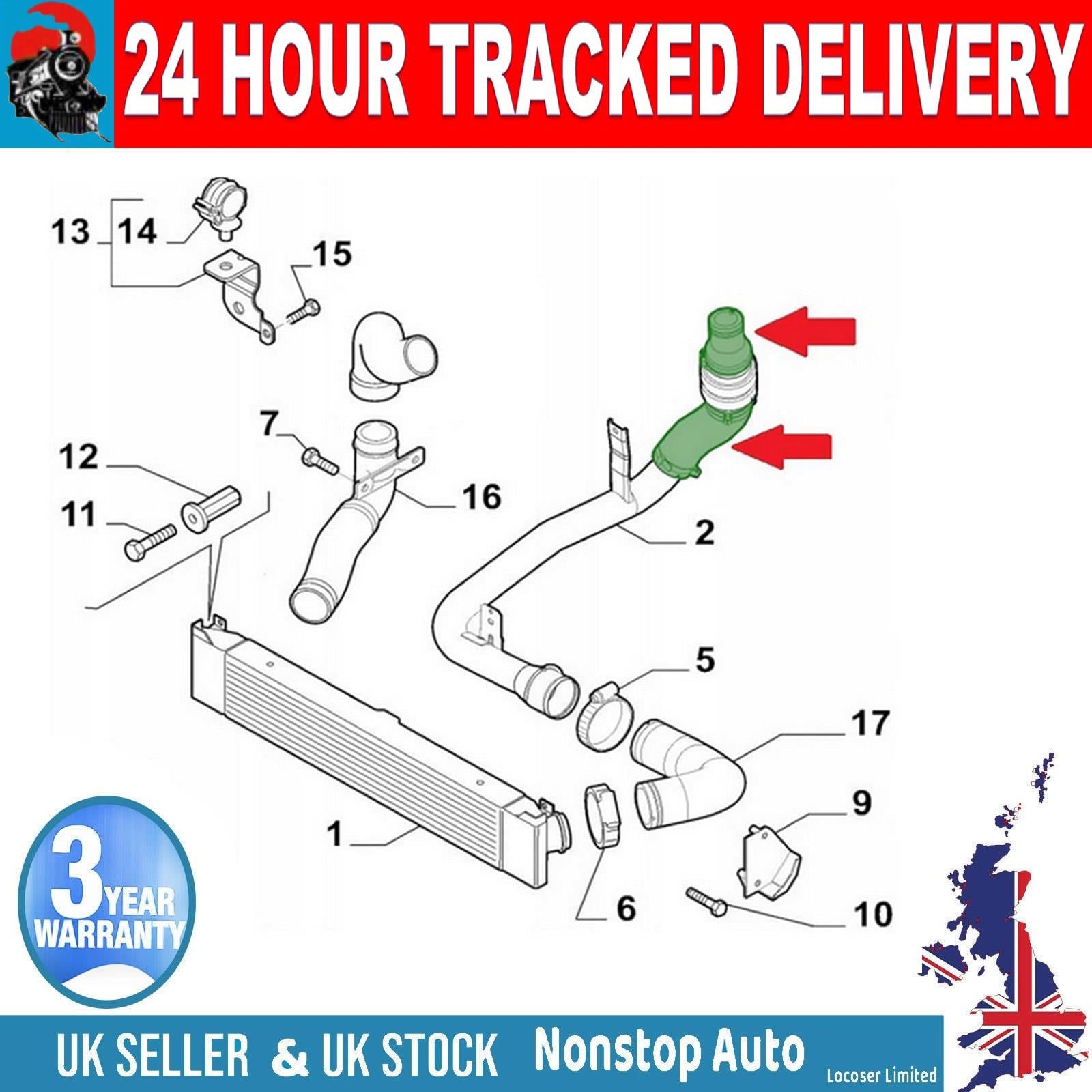 TURBO INTERCOOLER HOSE PIPE SMALL and LARGE FOR FIAT DUCATO III 2.2 JTD PEUGEOT BOXER 2.2 HDi  JUMPER II  2.2 HDi 1359961080 0382.LY