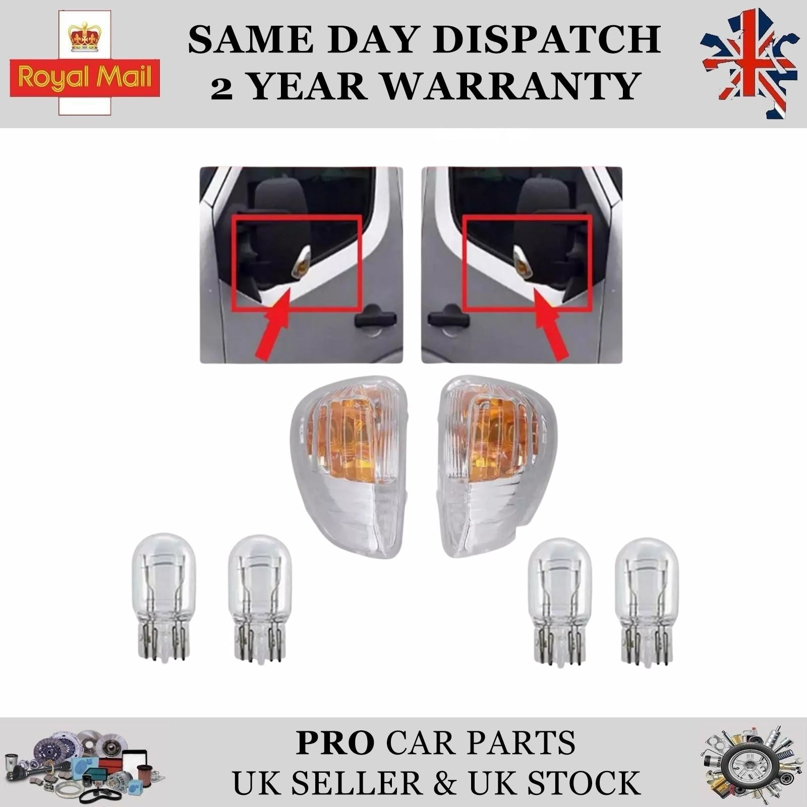 Wing Mirror Side Indicator Lens RIGHT + LEFT for RENAULT MASTER 261603141R