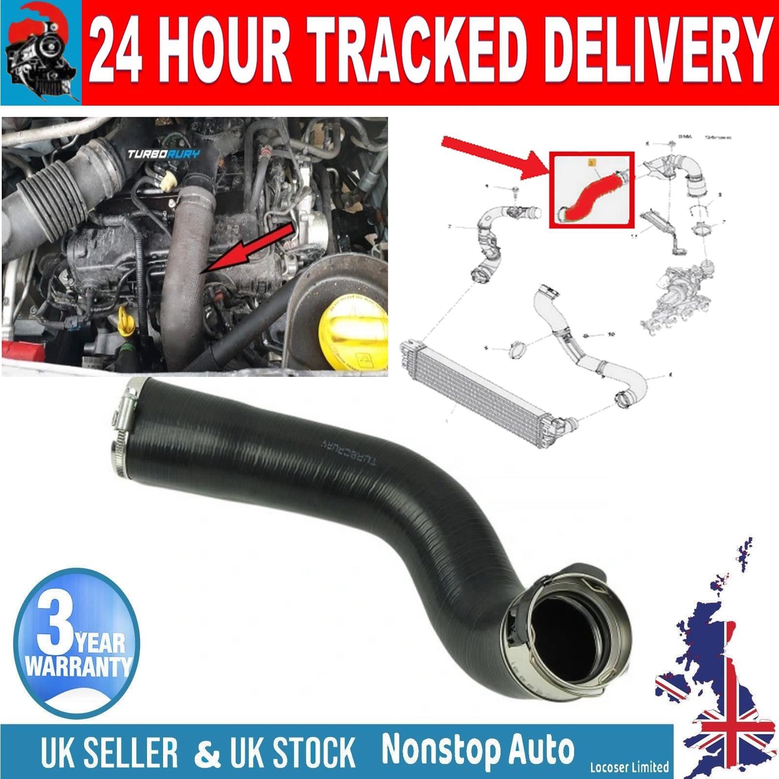 TURBO INTERCOOLER HOSE PIPE FOR NISSAN NV400 VAUXHALL - OPEL MOVANO B RENAULT MASTER III 2.3 dCi  144603730R