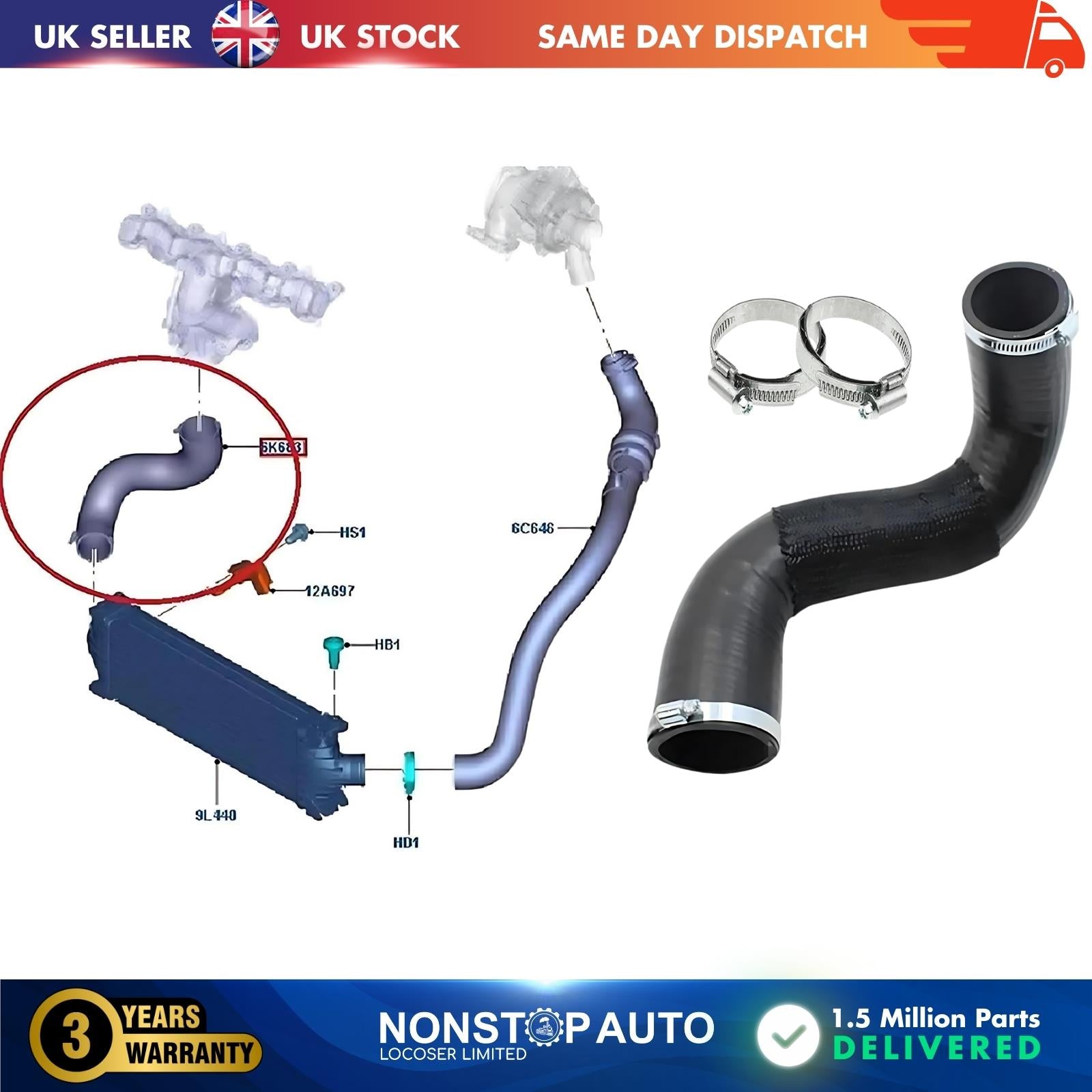 TURBO INTERCOOLER HOSE PIPE FOR FORD TRANSIT V348 2.2 TDCI. 155 HP  CC116K863CB