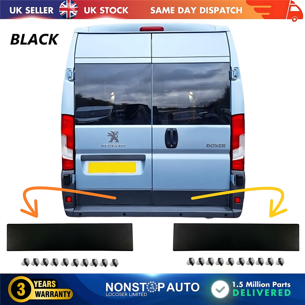 2X Door Moulding Panel Rear Left and Right Black For CITROEN Relay PEUGEOT Boxer FIAT Ducato 2006 on