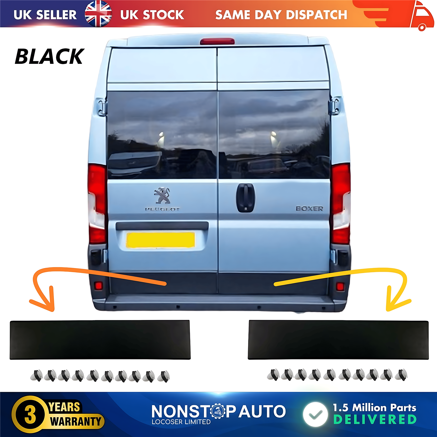2X Door Moulding Panel Rear Left and Right Black For CITROEN Relay PEUGEOT Boxer FIAT Ducato 2006 on