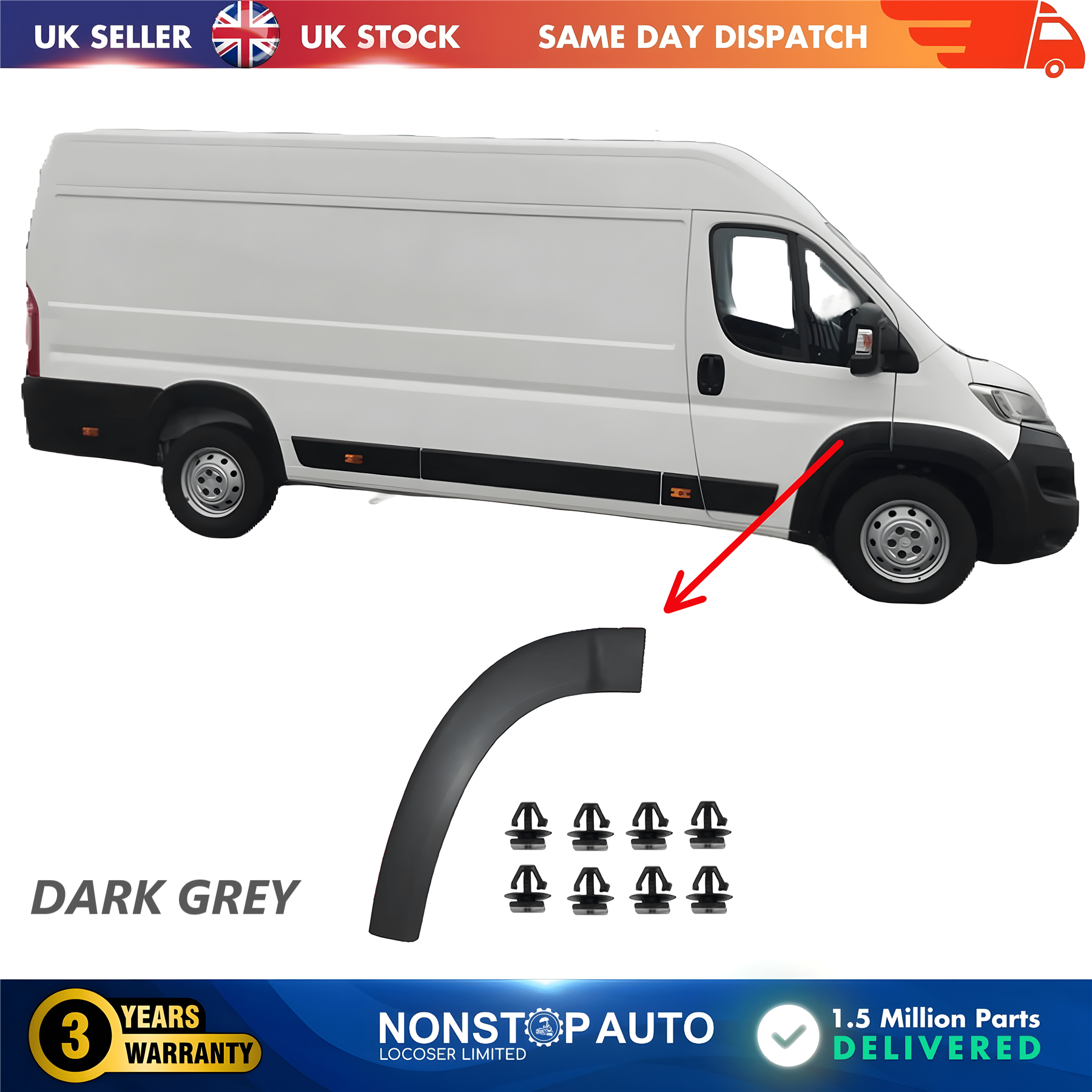 Wheel Arch Trim Moulding Front Right For CITROEN Relay PEUGEOT Boxer FIAT Ducato 2006 on 8545FF