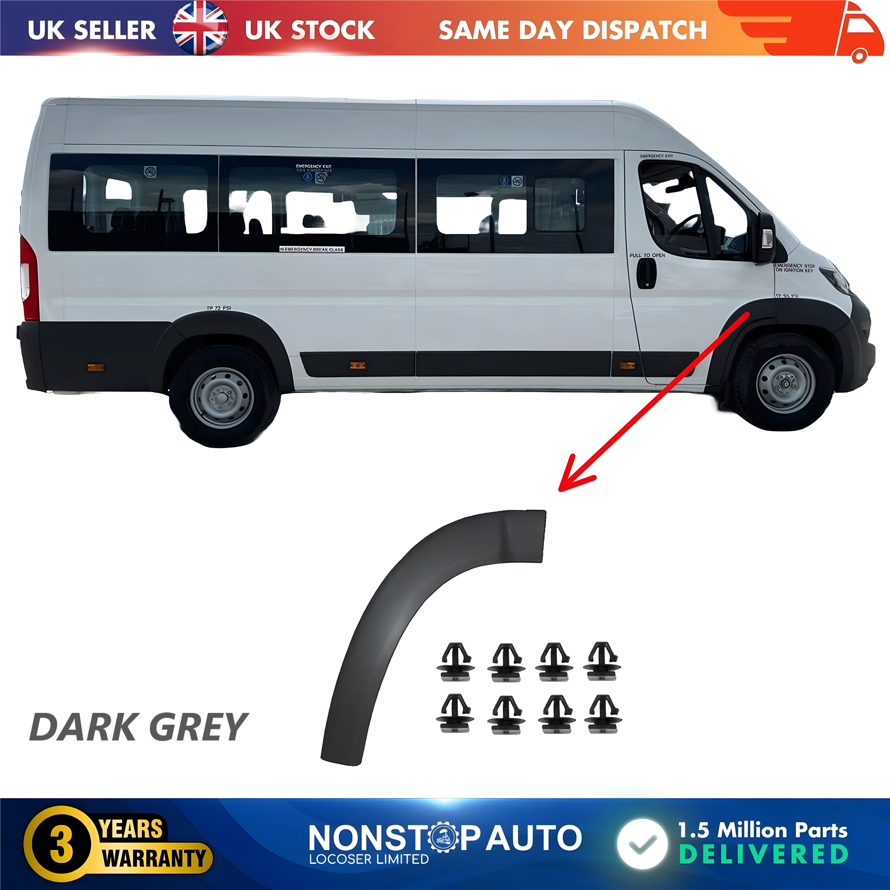 Wheel Arch Trim Moulding Front Right For CITROEN Relay PEUGEOT Boxer FIAT Ducato 2006 on 8545FF