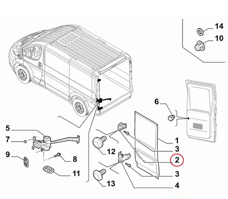 REAR TAILGATE DOOR HINGE BOTTOM LEFT OR RIGHT FOR CITROEN JUMPER II FIAT DUCATO PEUGEOT BOXER 1355206080