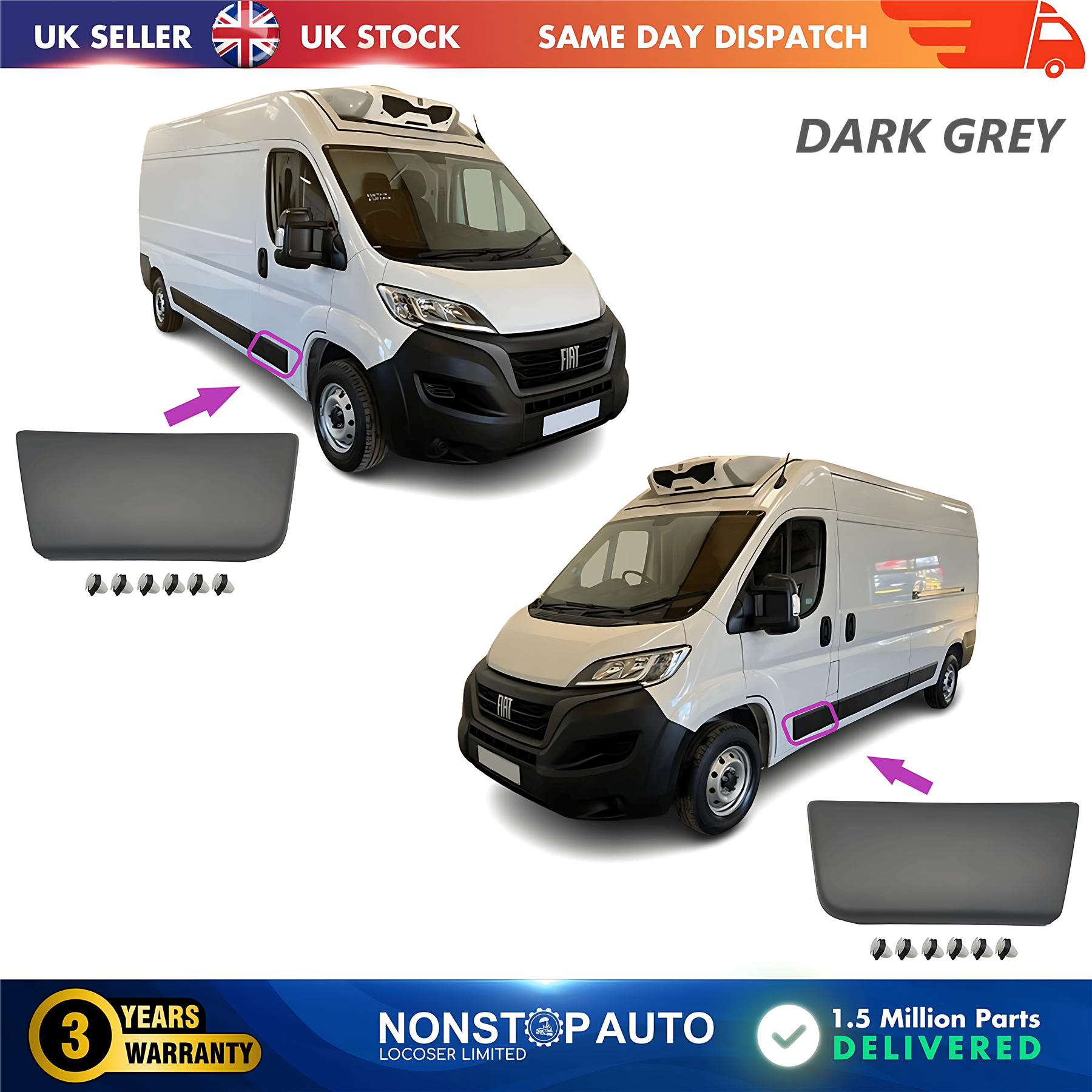 2X Door Moulding Trim Front Left and Right For CITROEN Relay PEUGEOT Boxer FIAT Ducato 2006 on