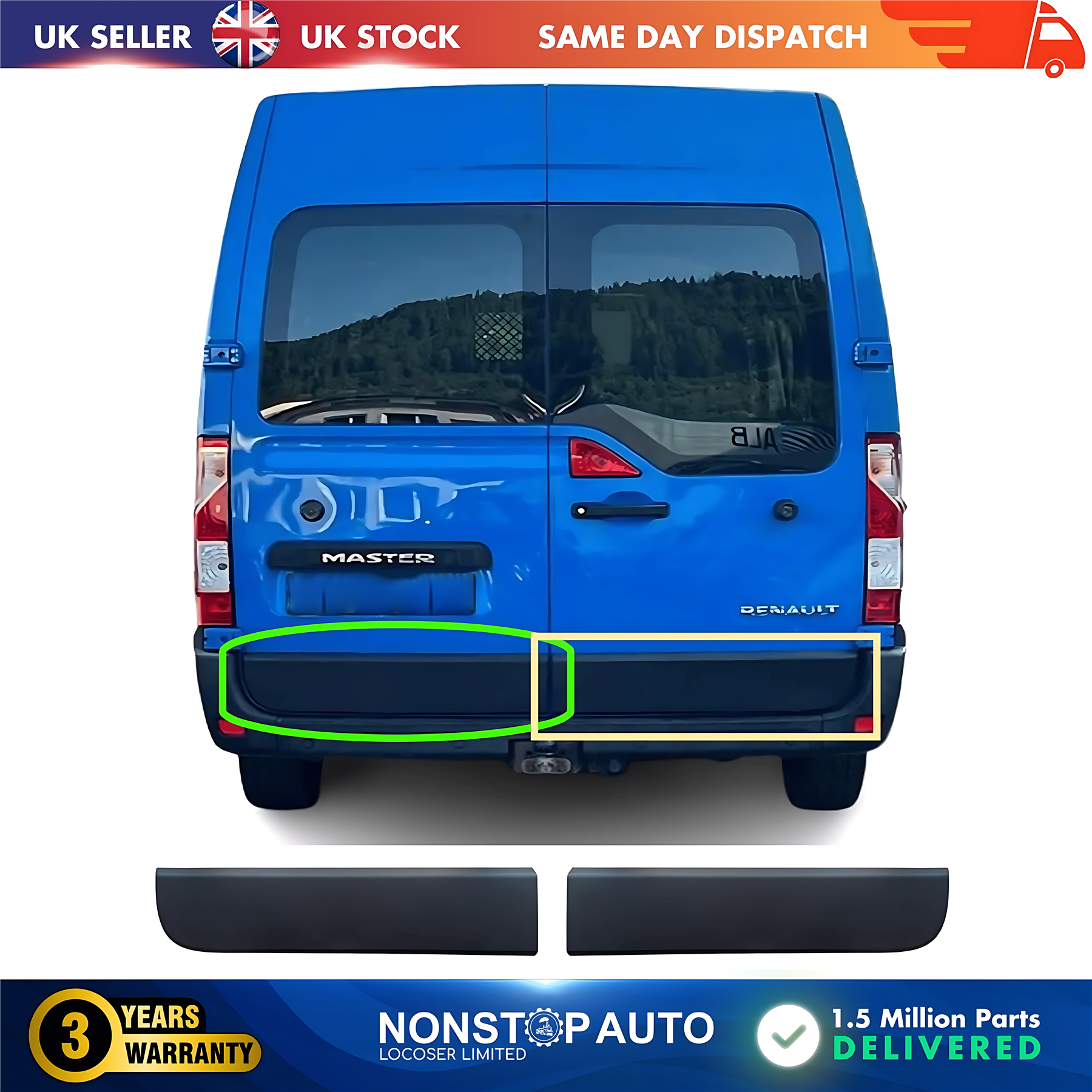 2X Rear Door Moulding Panel Trim L+R For RENAULT Master III 908510003R 908520001R