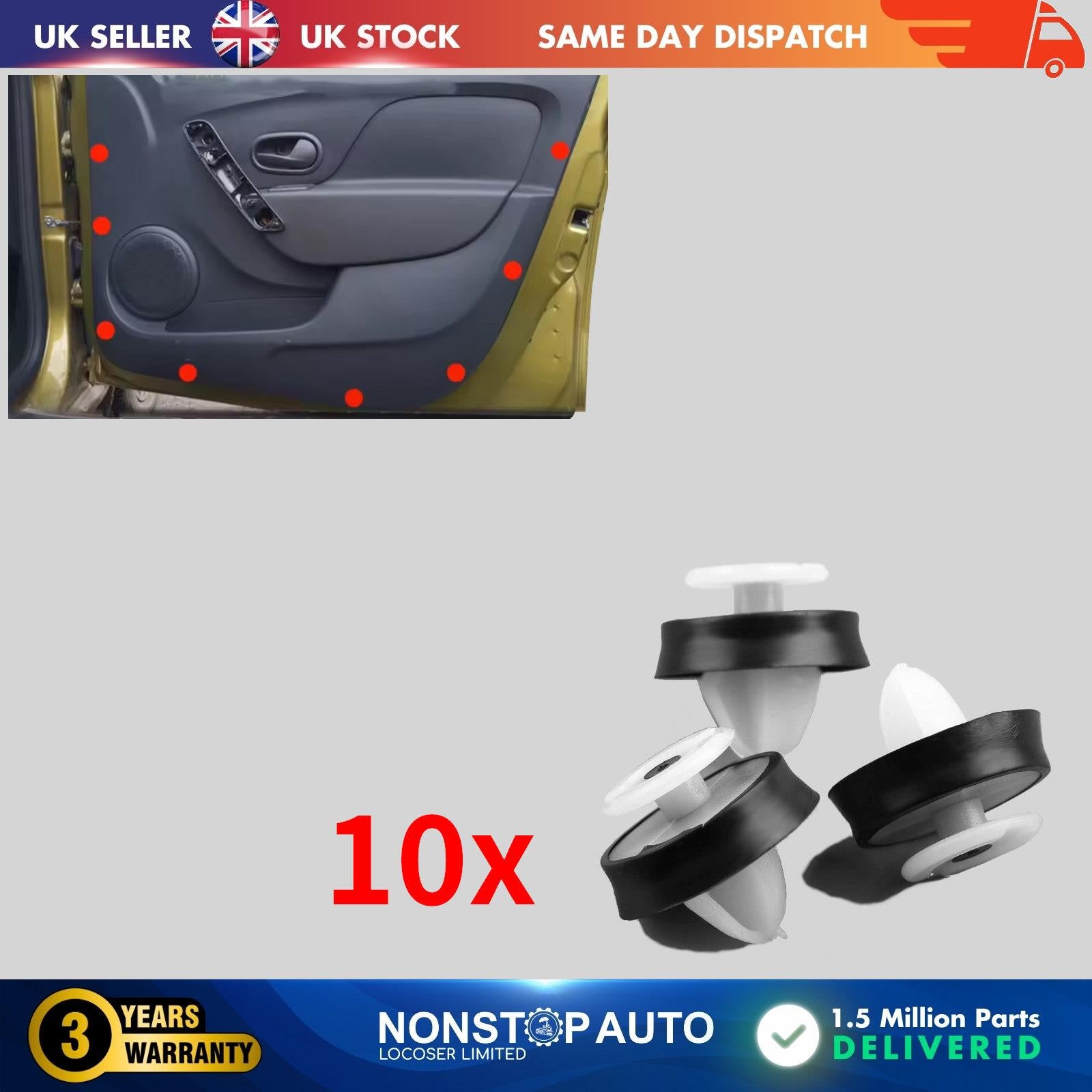 10X Door Moulding Panel Trim Clips For  RENAULT Master Vauxhall Movano Nissan NV400 7703077469
