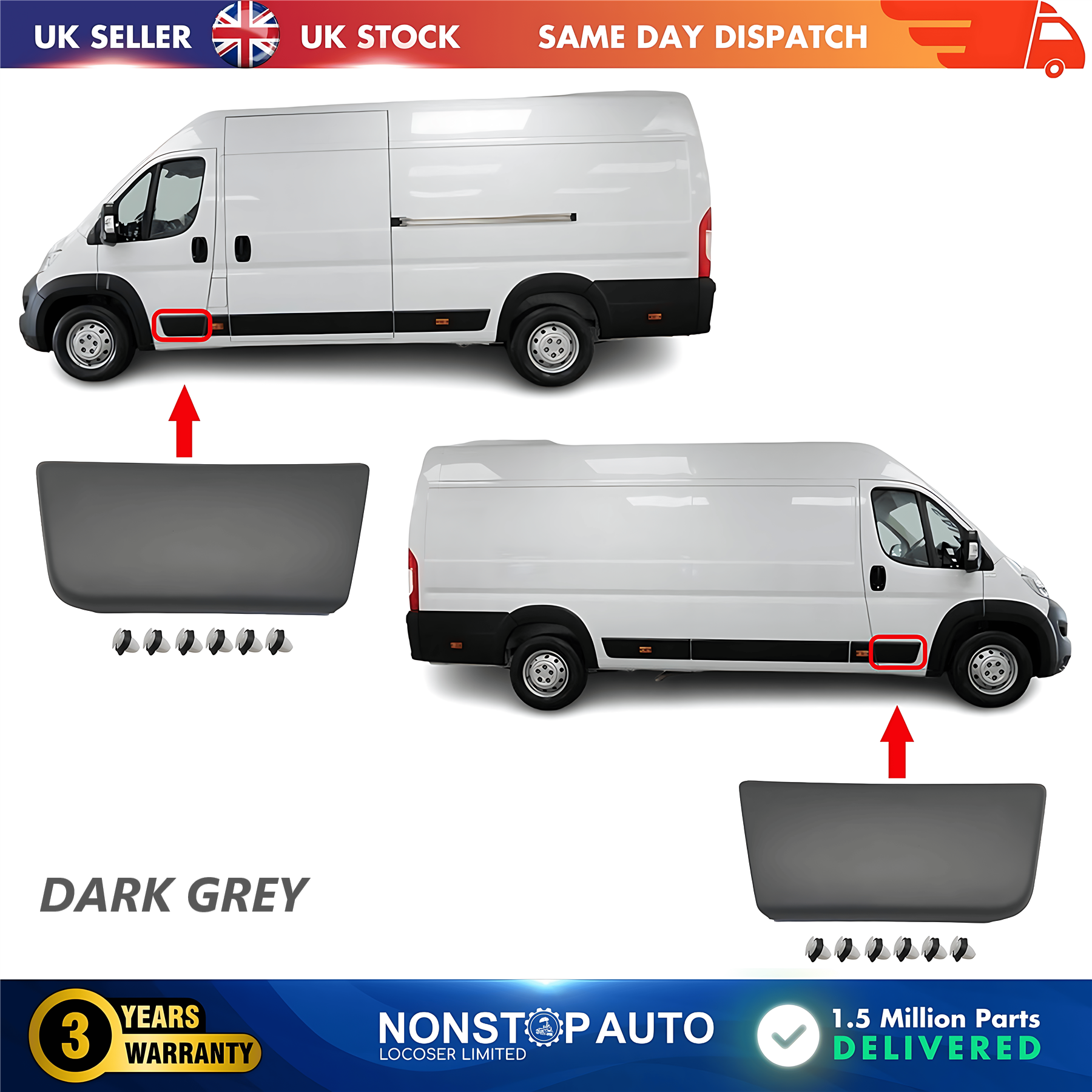 2X Door Moulding Trim Front Left and Right For CITROEN Relay PEUGEOT Boxer FIAT Ducato 2006 on