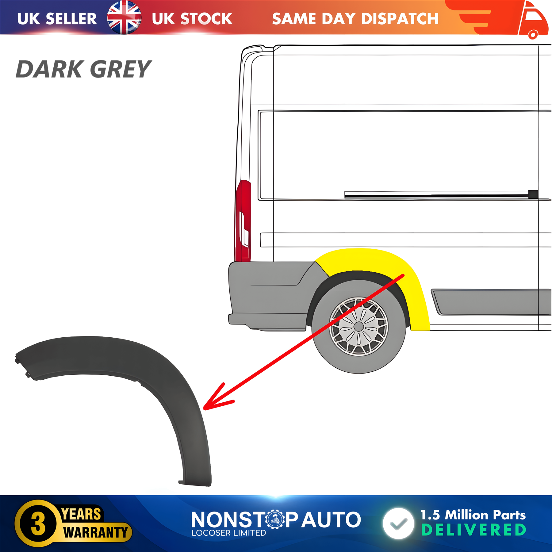 Wheel Arch Trim Moulding Rear Right For CITROEN Relay PEUGEOT Boxer FIAT Ducato 2006 on 8547X7