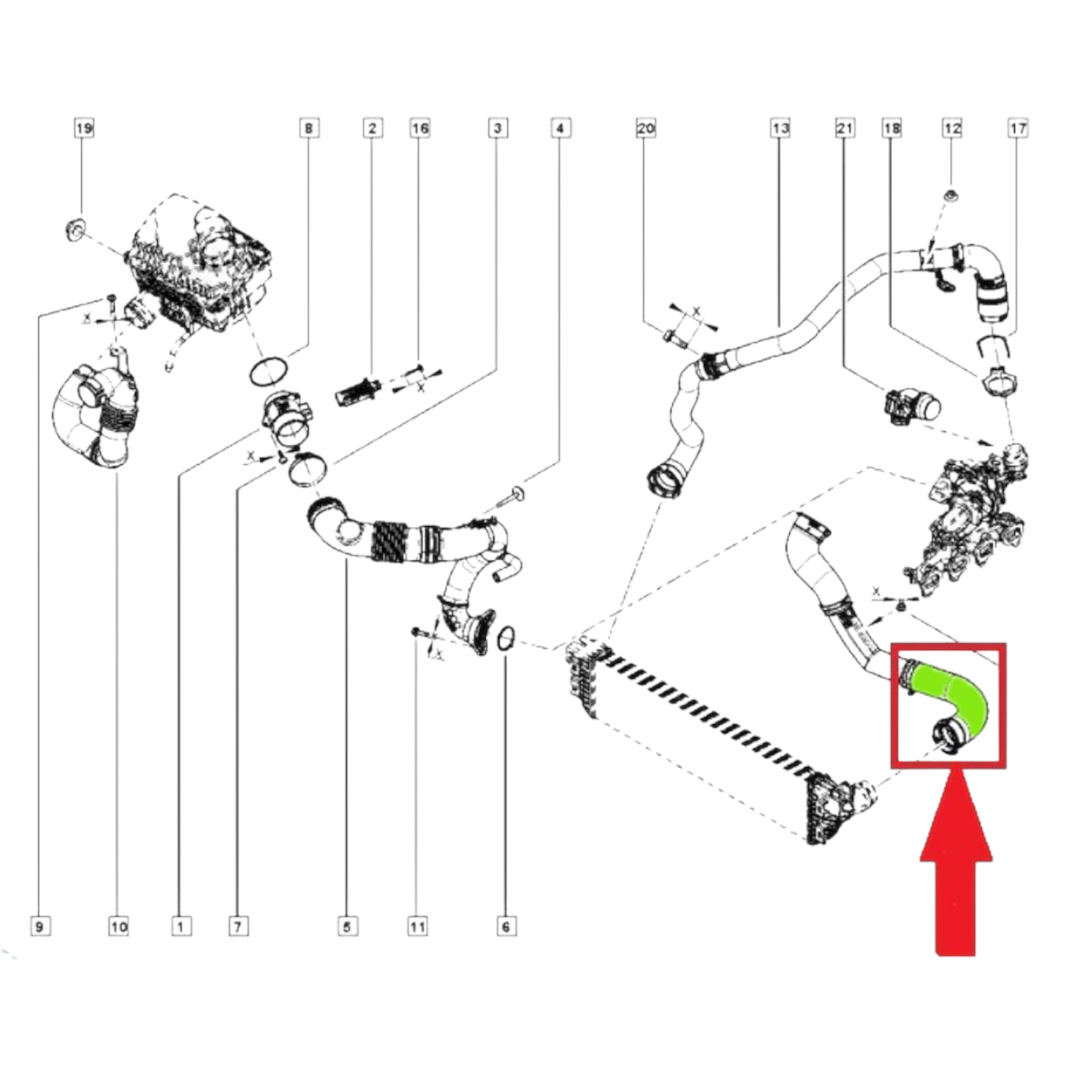 TURBO INTERCOOLER HOSE PIPE LARGE FOR OPEL VAUXHALL MOVANO B 2.3 CDTI NISSAN NV 400 RENAULT MASTER III 144600588R40580
