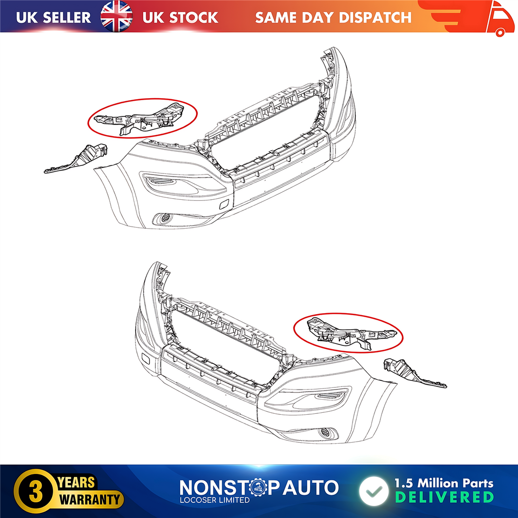 2X Front Bumper Bracket Holder Large L and R For PEUGEOT Boxer 2014 on 1626195780 1626195680