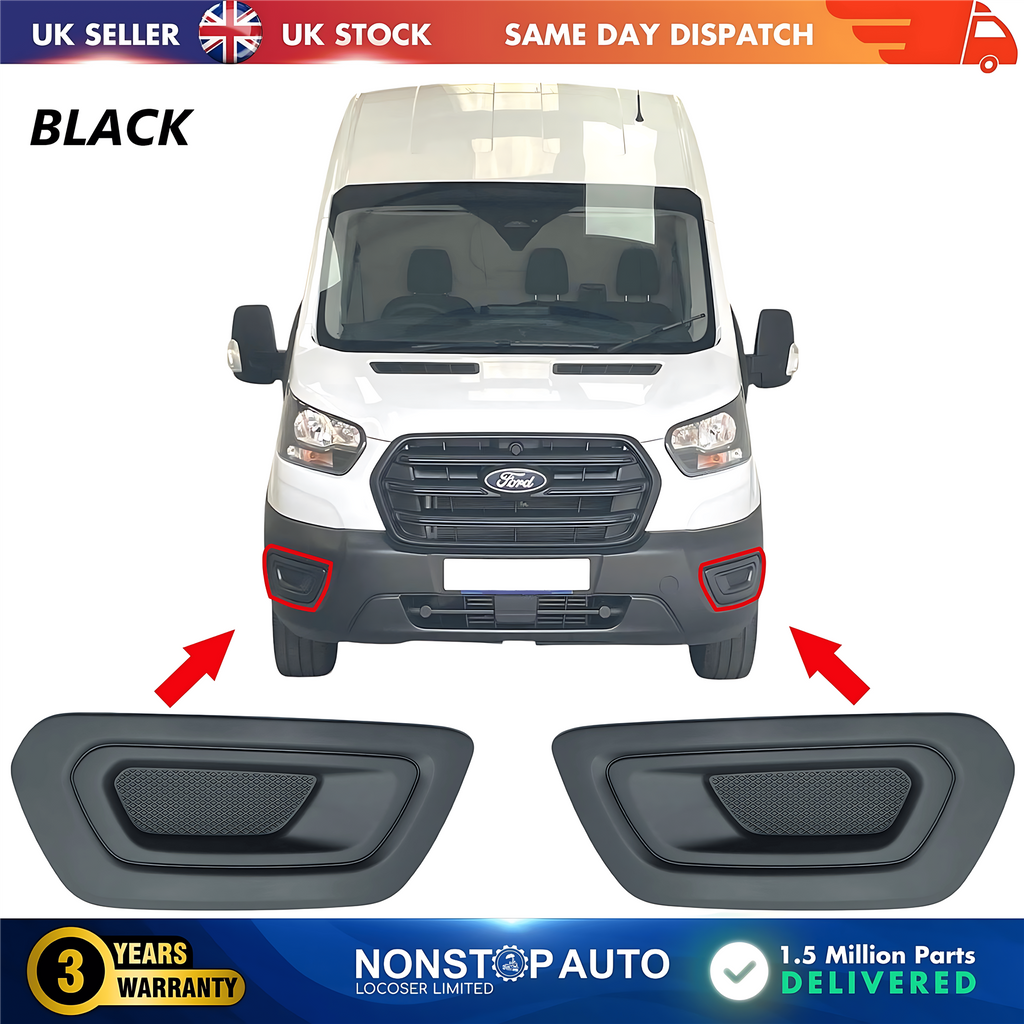 2X Fog Light Grille No Fog Hole Left and Right For FORD Transit V363 MK8 2019-2025