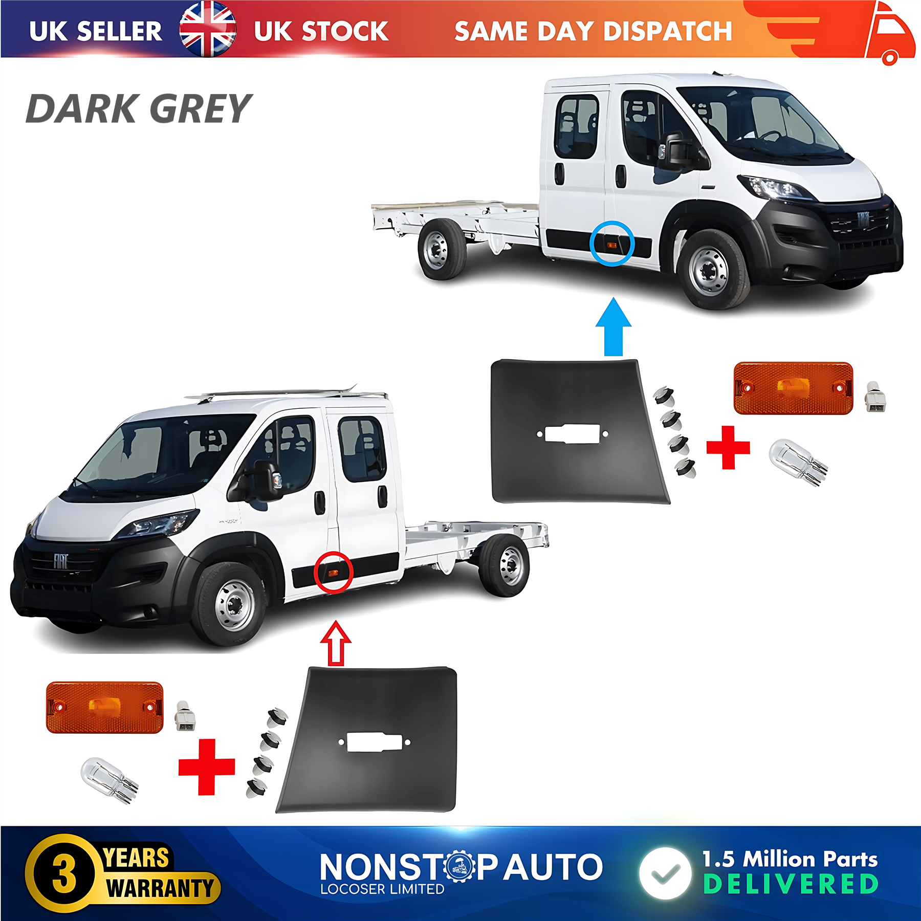 2X Moulding Trim Panel Indicator Bulb Left and Right For CITROEN Relay PEUGEOT Boxer FIAT Ducato 2006 on