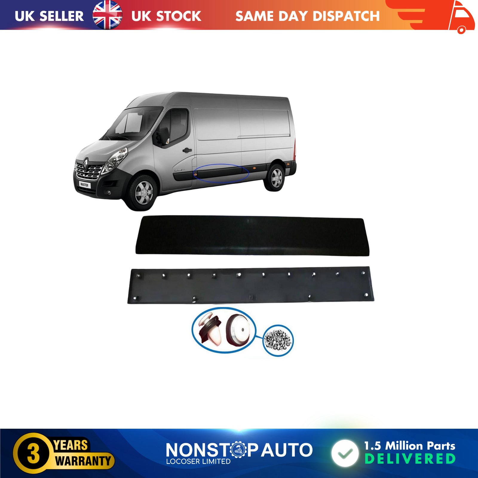 DOOR MOULDING STRIP CENTER LEFT SIDE FITS VAUXHALL Movano 828210160R