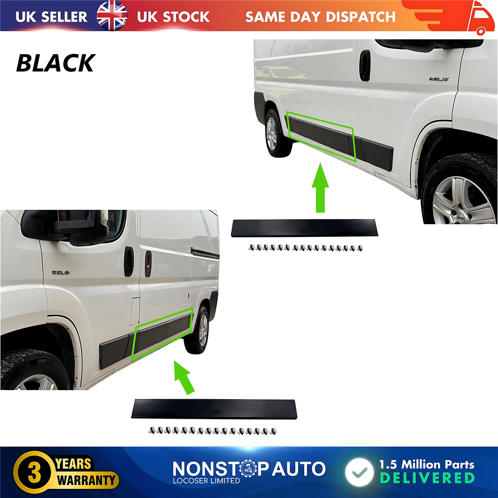 2X Moulding Trim Panel Middle Left and Right Black For CITROEN Relay PEUGEOT Boxer FIAT Ducato 2006 on