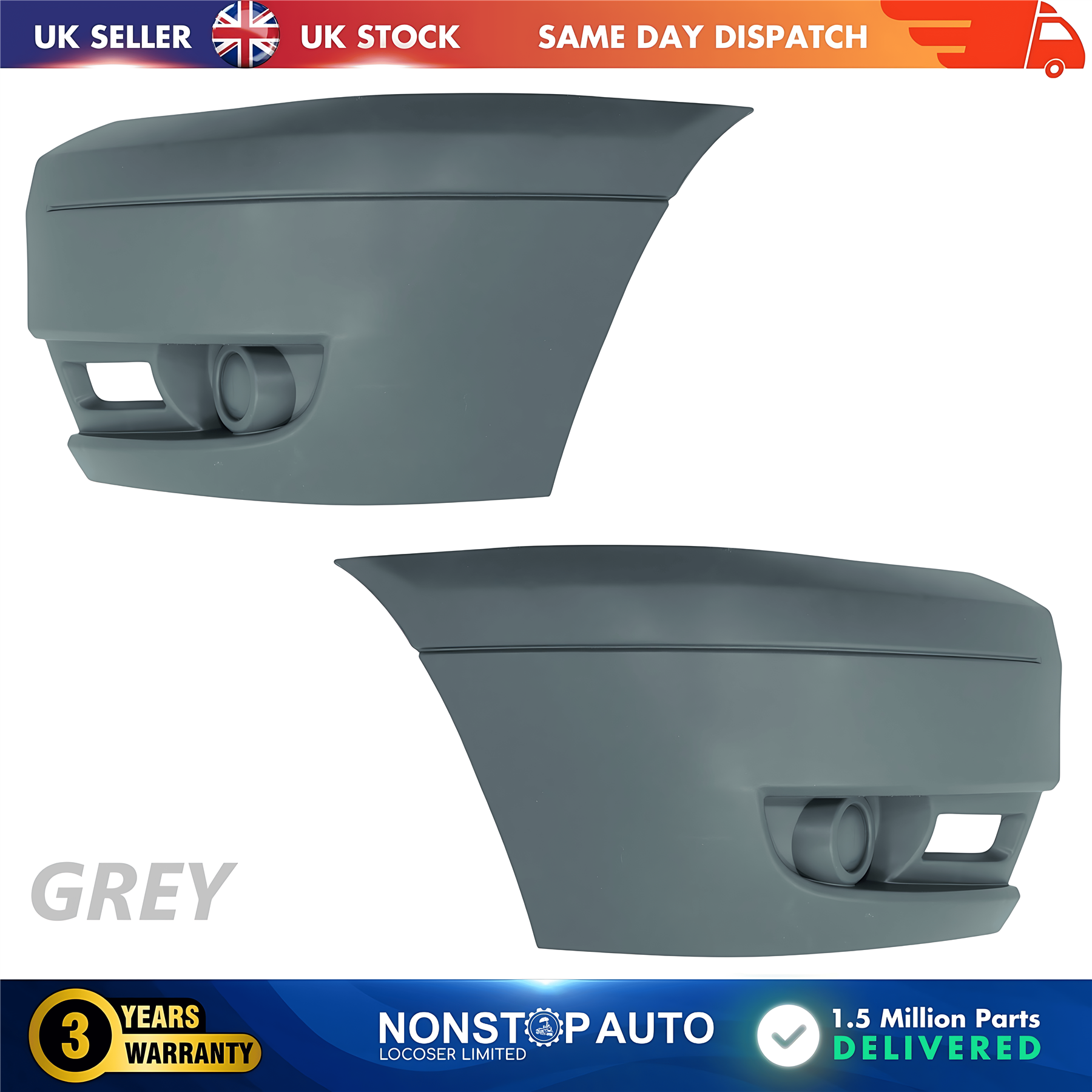 2X Front Bumper Corner Left and Right No Fog Hole For FORD Transit MK7 2006-2014 1437326 1437327