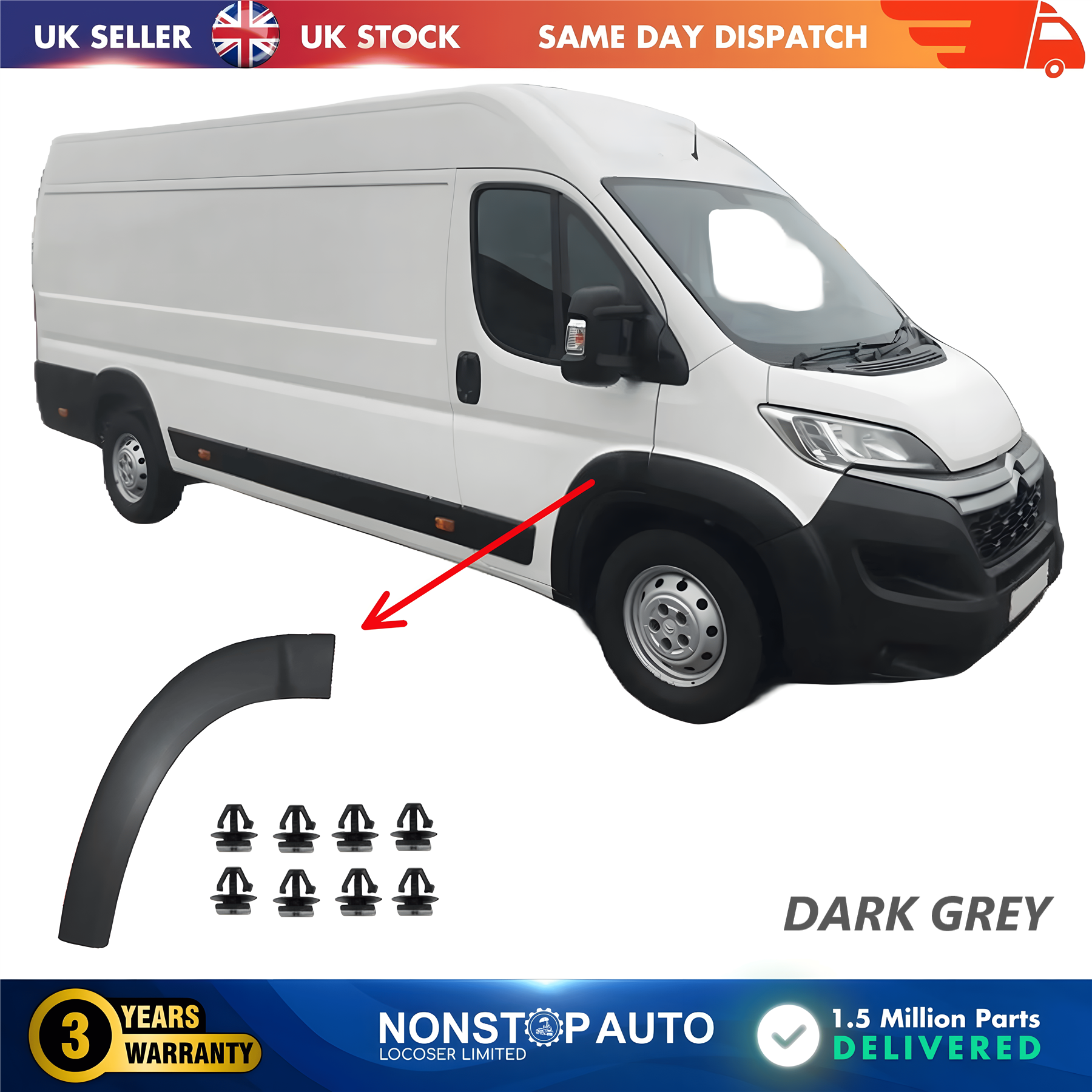 Wheel Arch Trim Moulding Front Right For CITROEN Relay PEUGEOT Boxer FIAT Ducato 2006 on 8545FF
