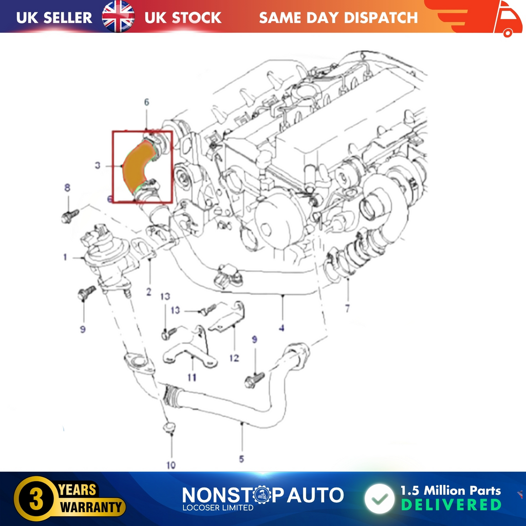 TURBO INTERCOOLER HOSE PIPE FORD TRANSIT MONDEO MK III 2.0 16V TDCI 1C1Q9351AD