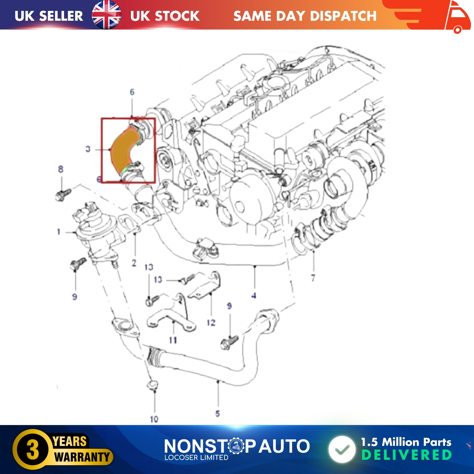 TURBO INTERCOOLER HOSE PIPE FORD TRANSIT MONDEO MK III 2.0 16V TDCI 1C1Q9351AD
