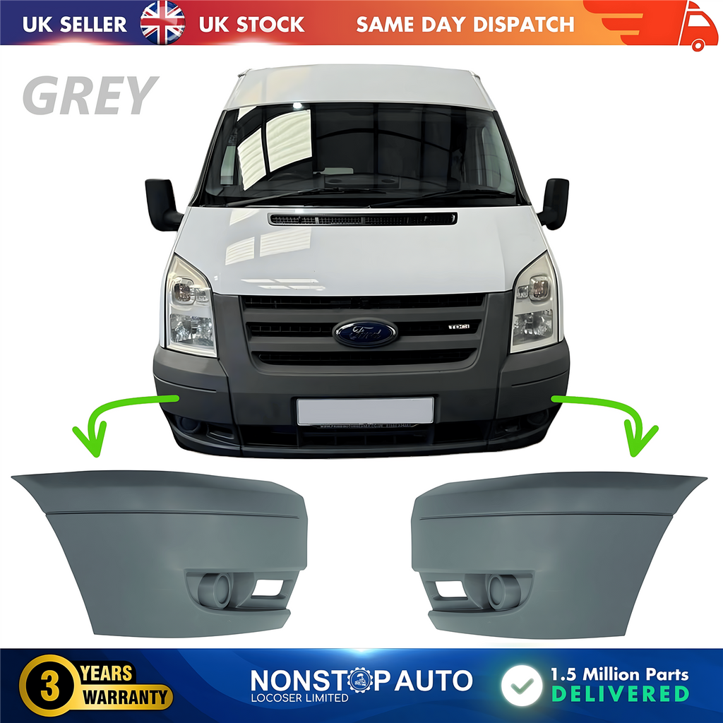2X Front Bumper Corner Left and Right No Fog Hole For FORD Transit MK7 2006-2014 1437326 1437327