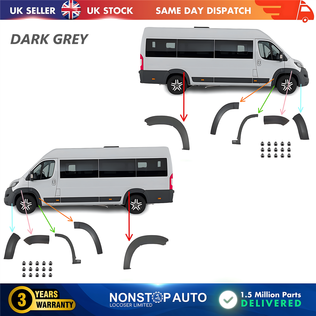 10X Wheel Arch Trim Moulding Left and Right Set For CITROEN Relay PEUGEOT Boxer FIAT Ducato 2014 on