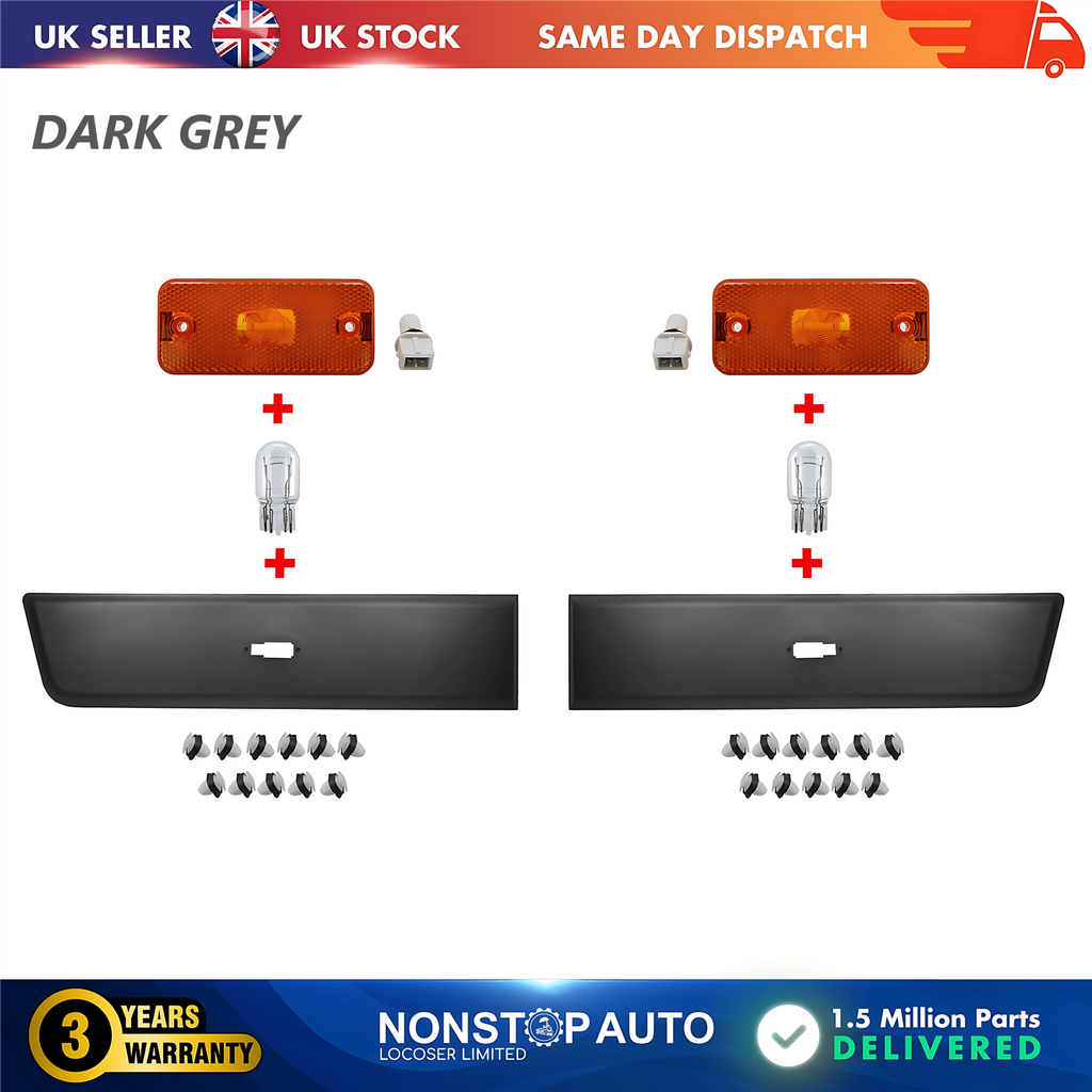 2X Moulding Trim Panel Indicator Bulb Rear Left and Right Dark Grey For CITROEN Relay PEUGEOT Boxer FIAT Ducato 2006 on
