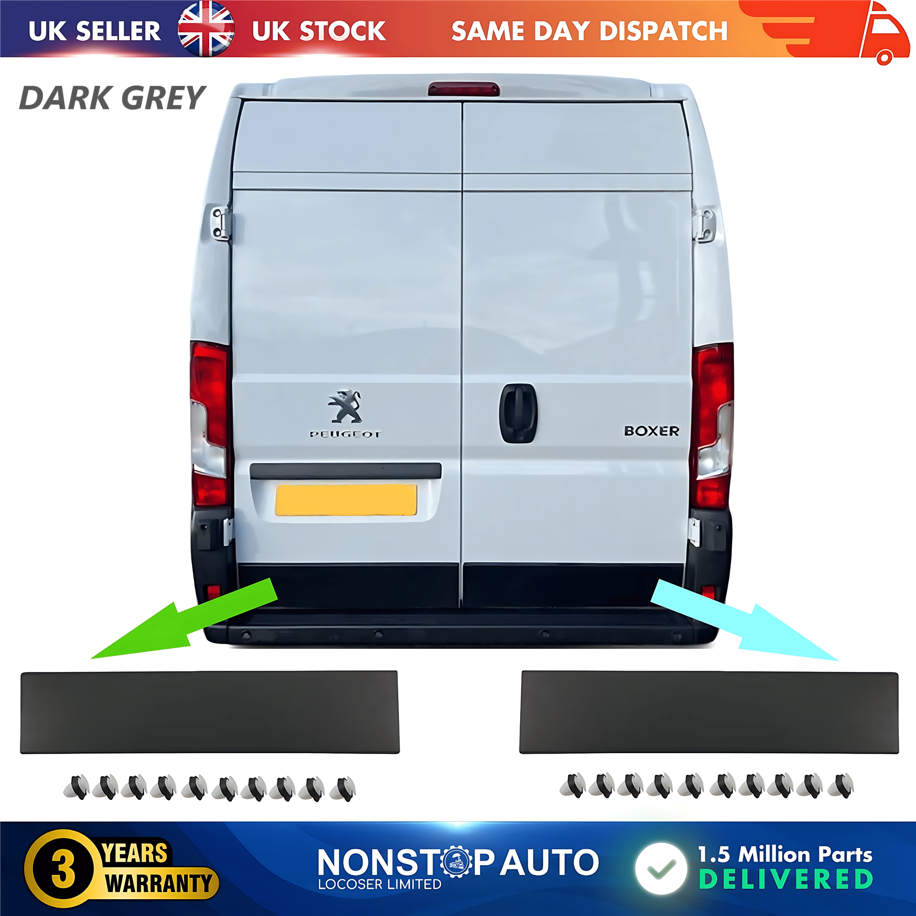 2X Door Moulding Panel Rear Left and Right Dark Grey For CITROEN Relay PEUGEOT Boxer FIAT Ducato 2006 on