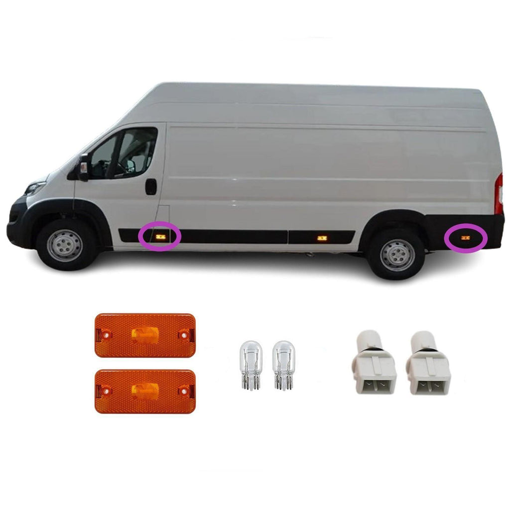 2x FIAT Ducato PEUGEOT Boxer CITROEN Relay Jumper (2006-2016) IVECO Daily (1999-2016) Side Indicator Marker Lens Light Amber socket + cable + bulb 6303.A1