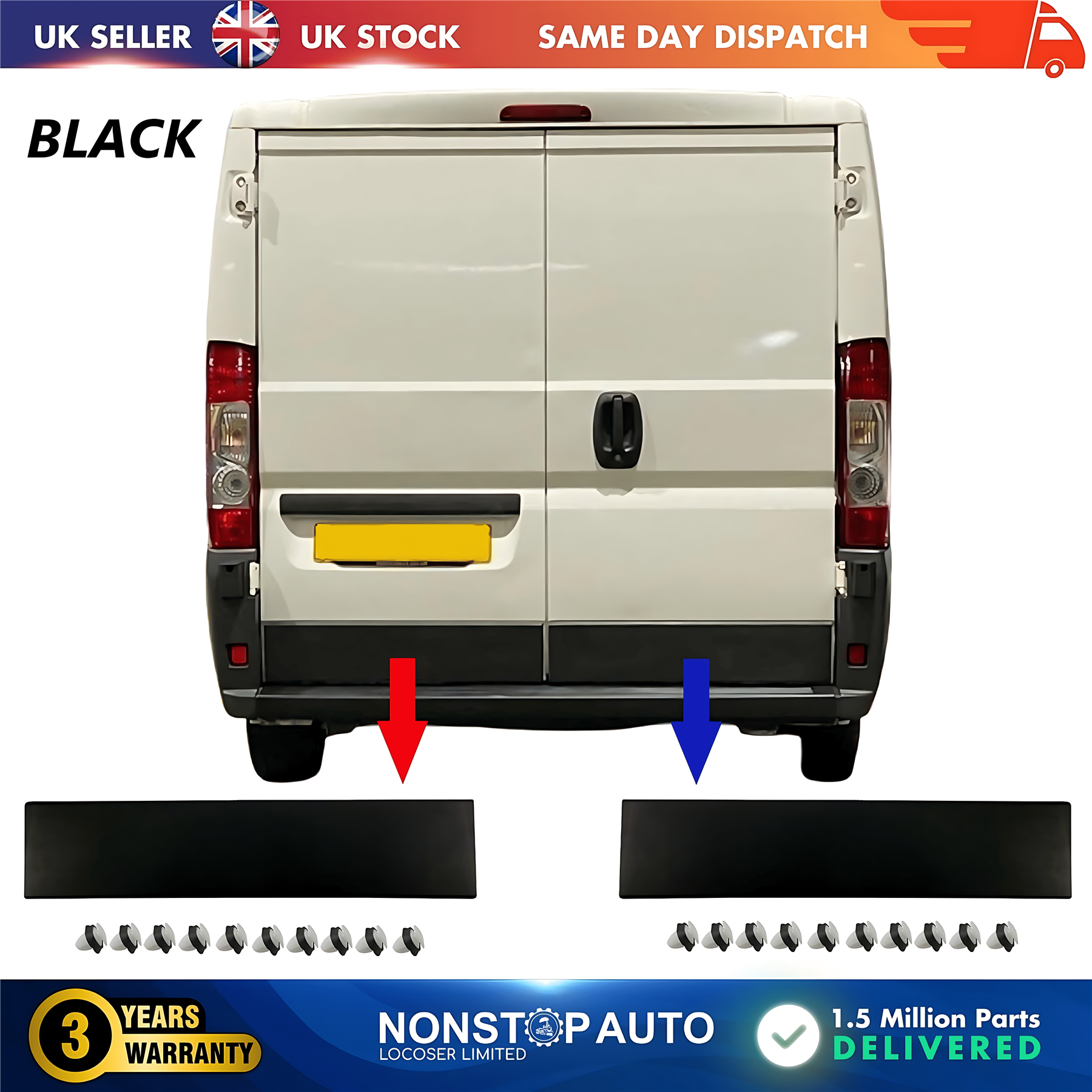 2X Door Moulding Panel Rear Left and Right Black For CITROEN Relay PEUGEOT Boxer FIAT Ducato 2006 on